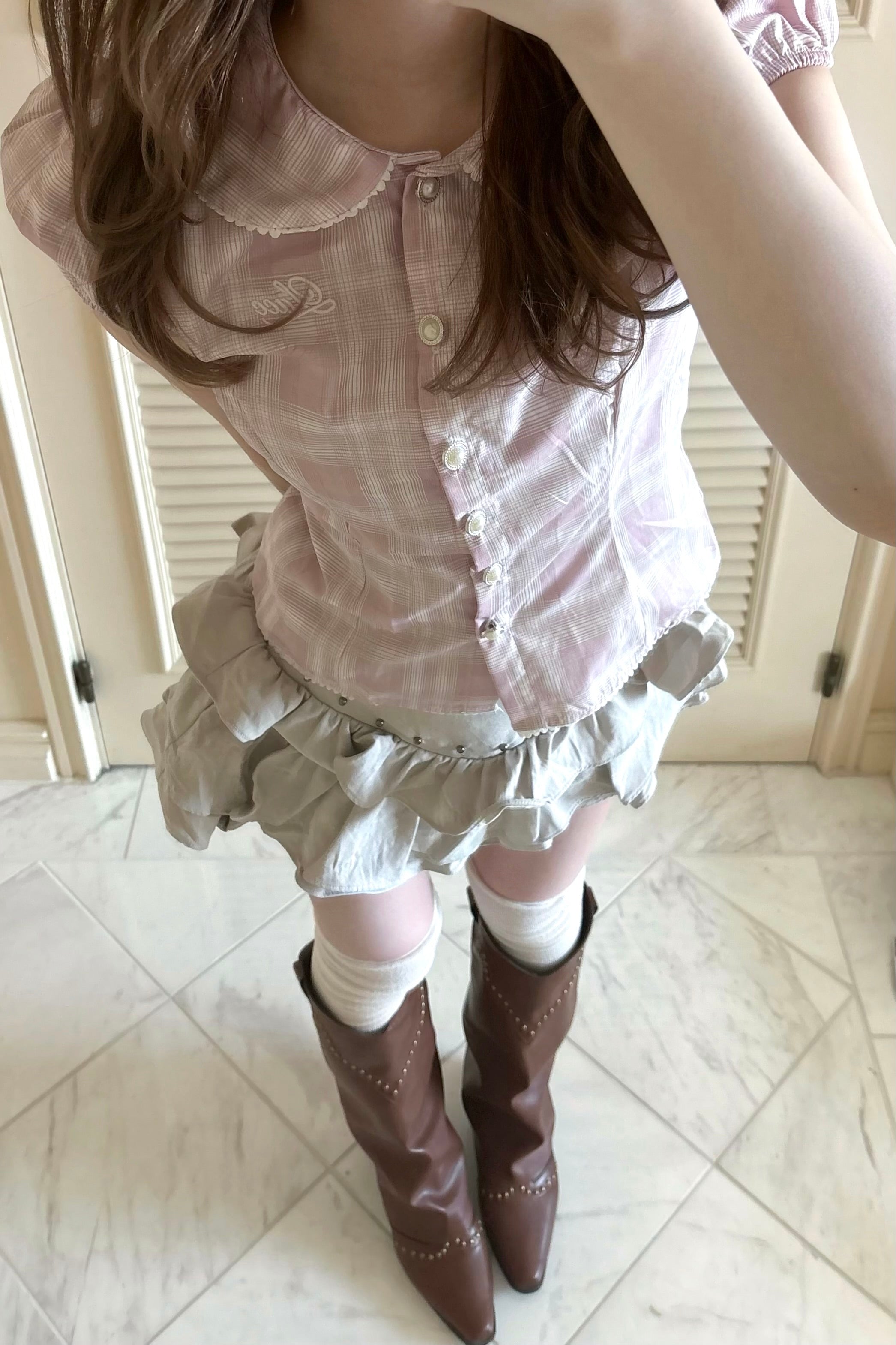 ロマンティックチェックブラウス KR14995