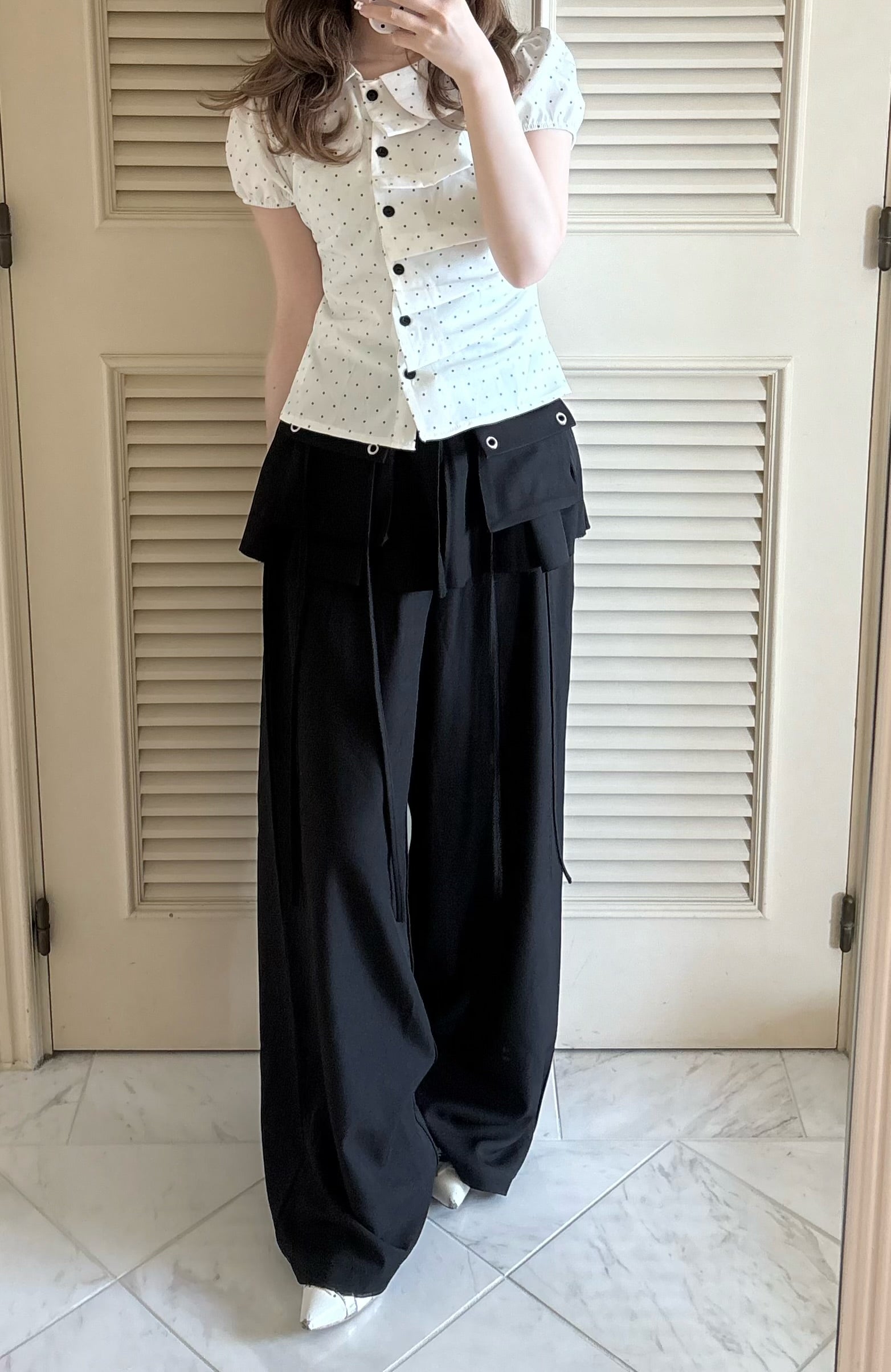 レイヤードストラップワイドパンツ KR14887