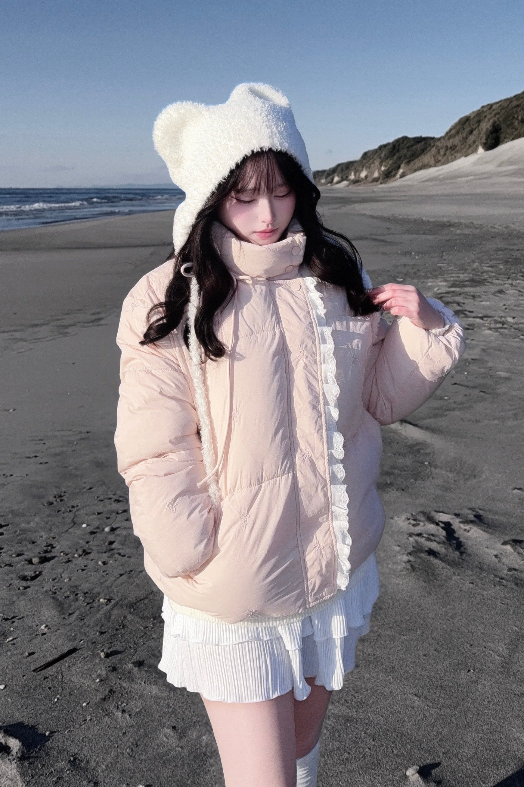 フリルリボンダウンジャケット KR30430