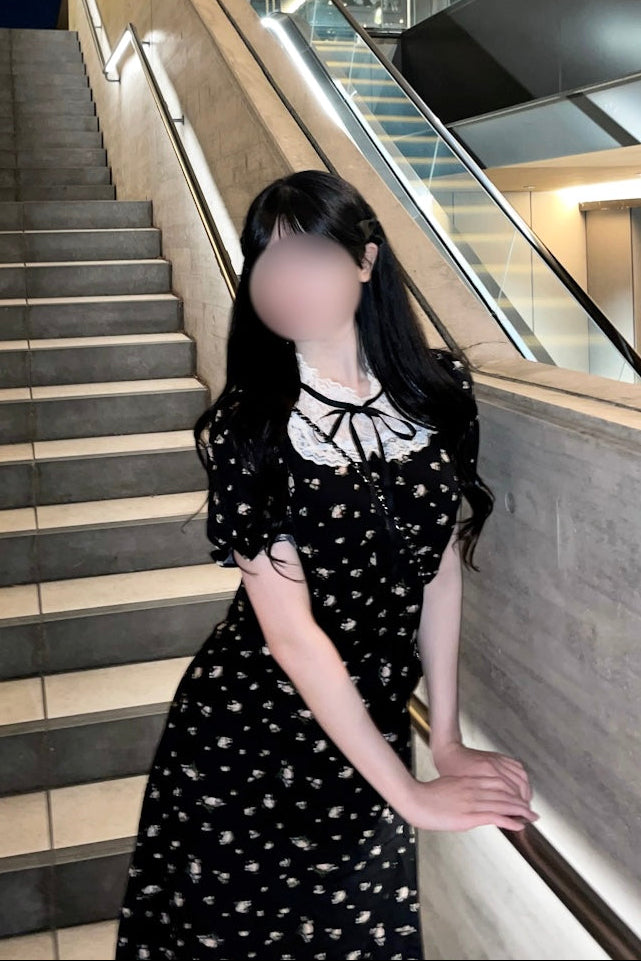 レースネック花柄ワンピース KR14700