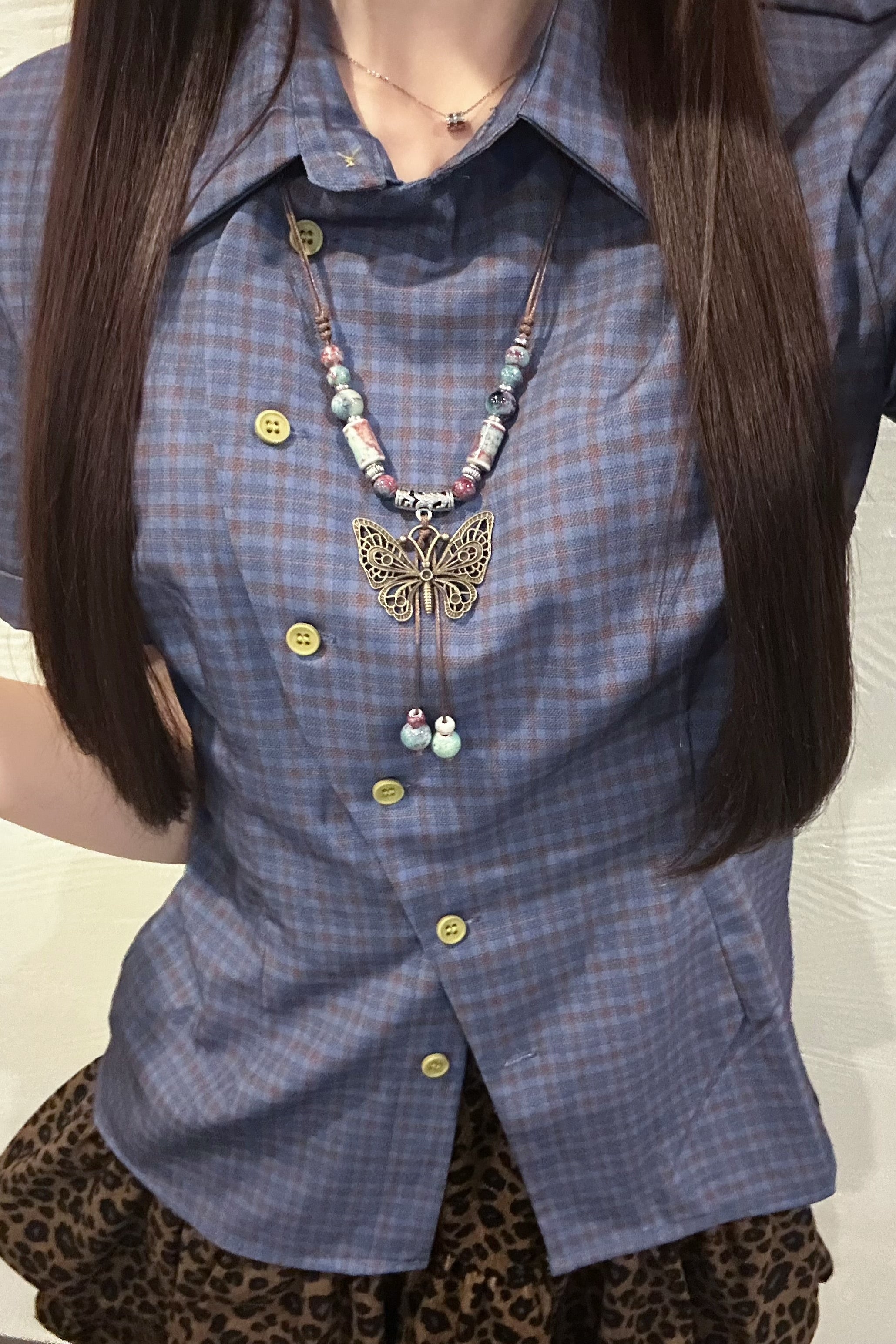 チェックサイドボタンシャツ KR14636