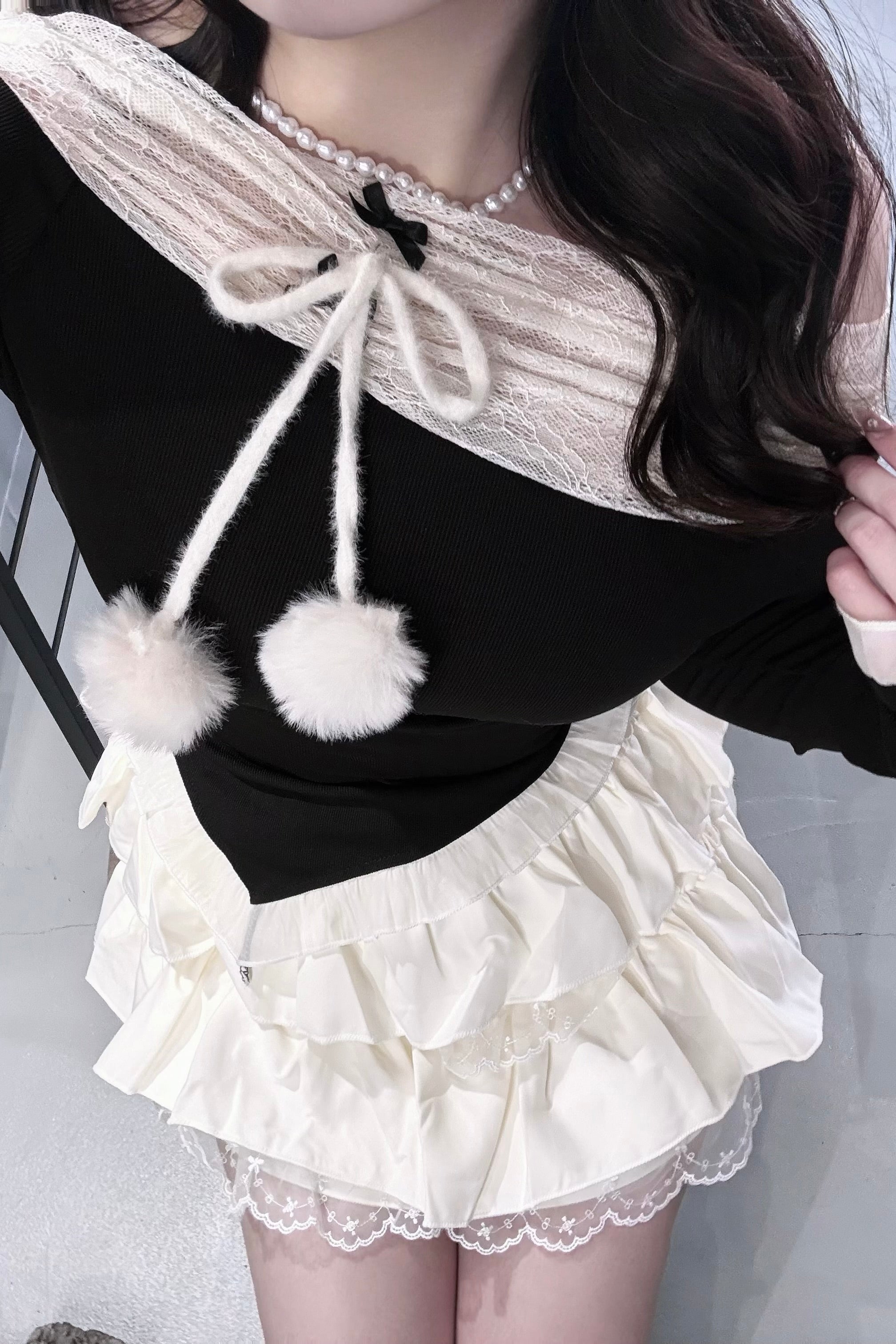 オフショルフリルセットアップ KR30429