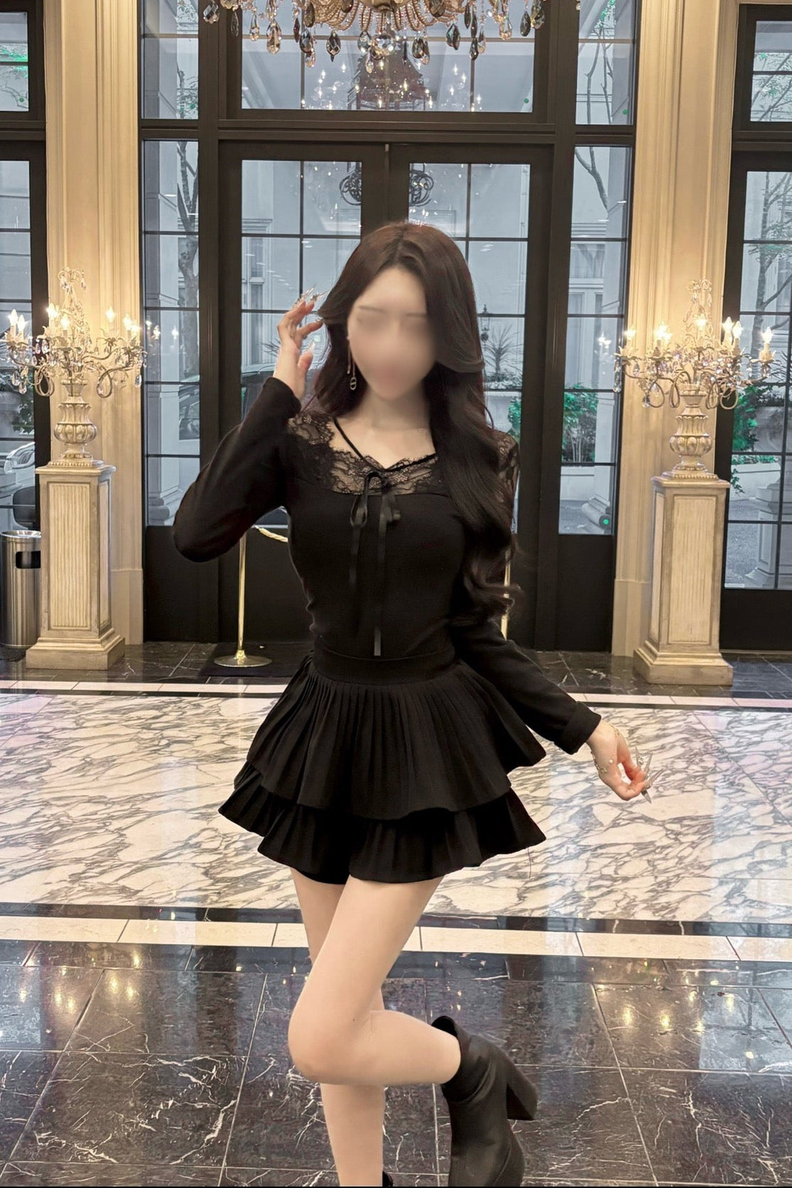 レースリボンシアートップス KR13907