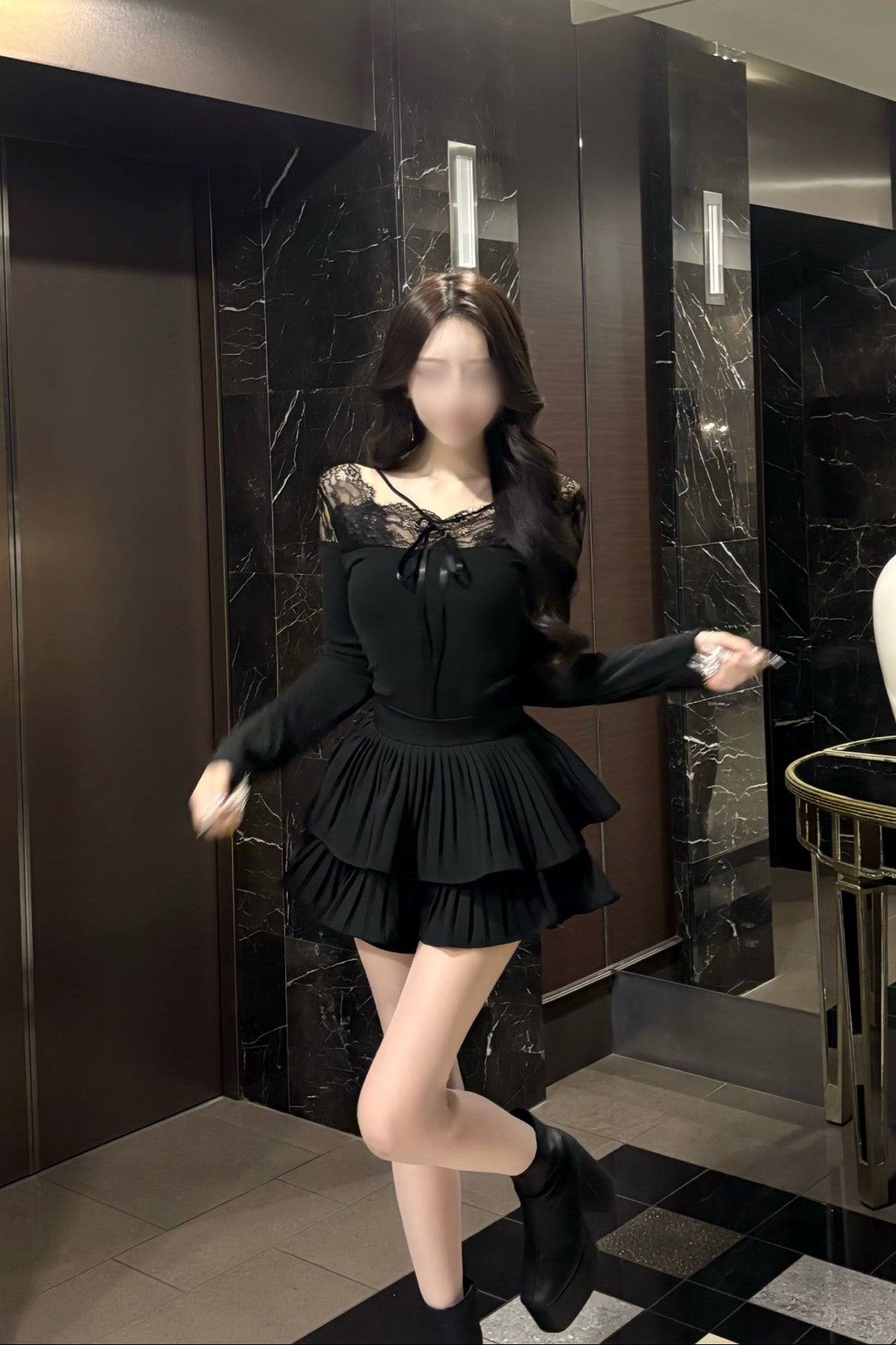 レースリボンシアートップス KR13907