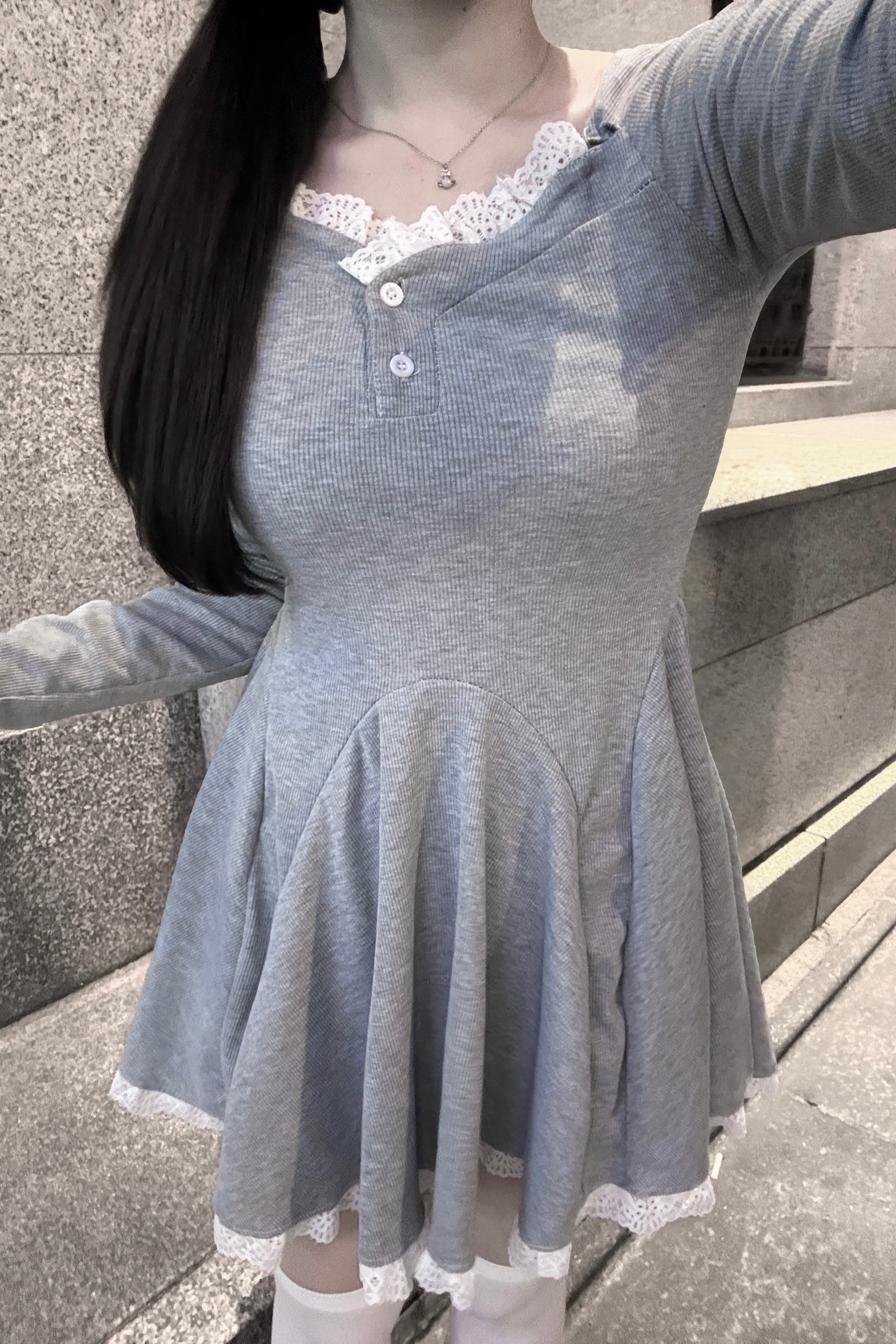 フロントボタンフレアワンピース KR14238