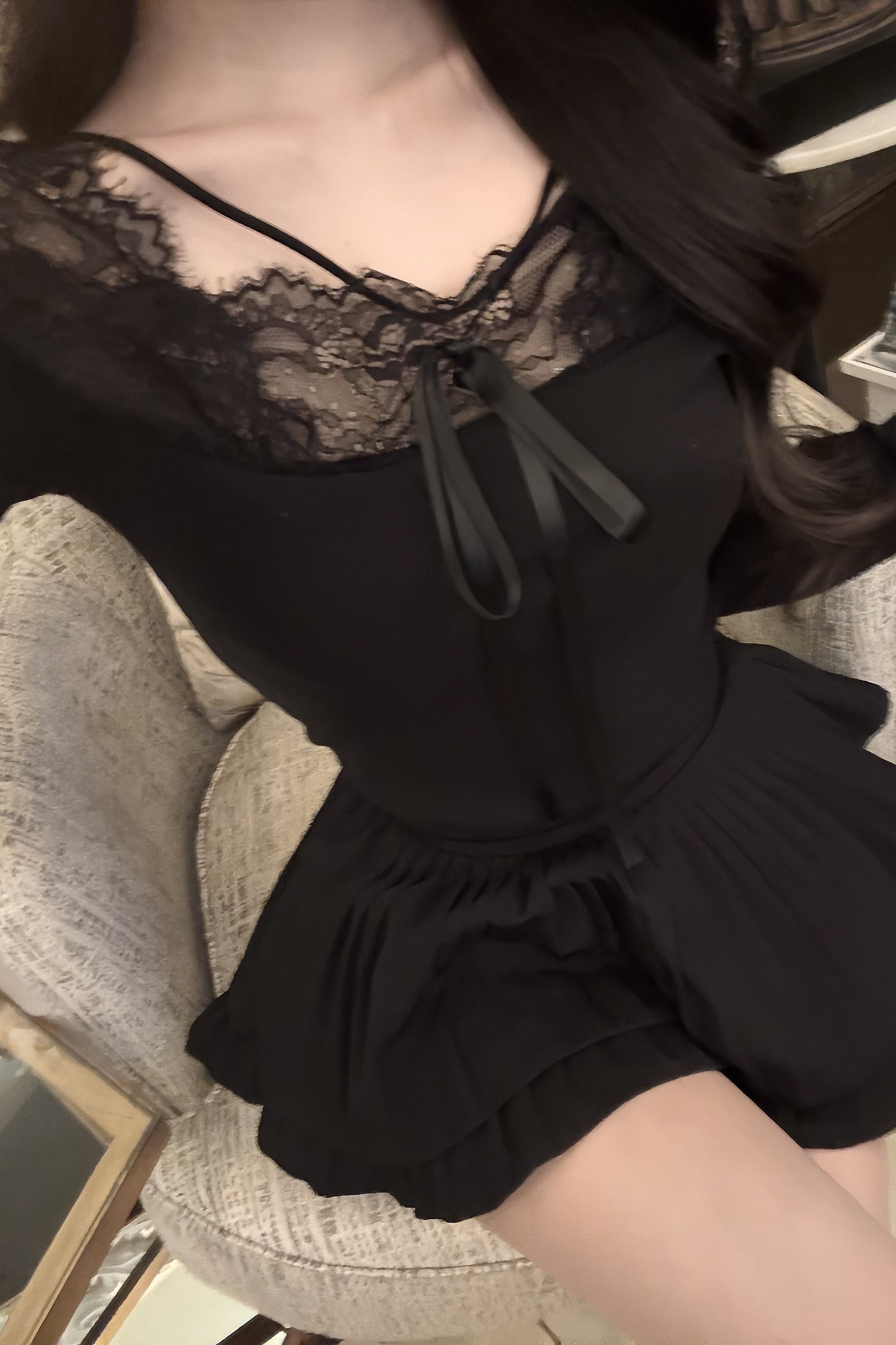 レースリボンシアートップス KR13907