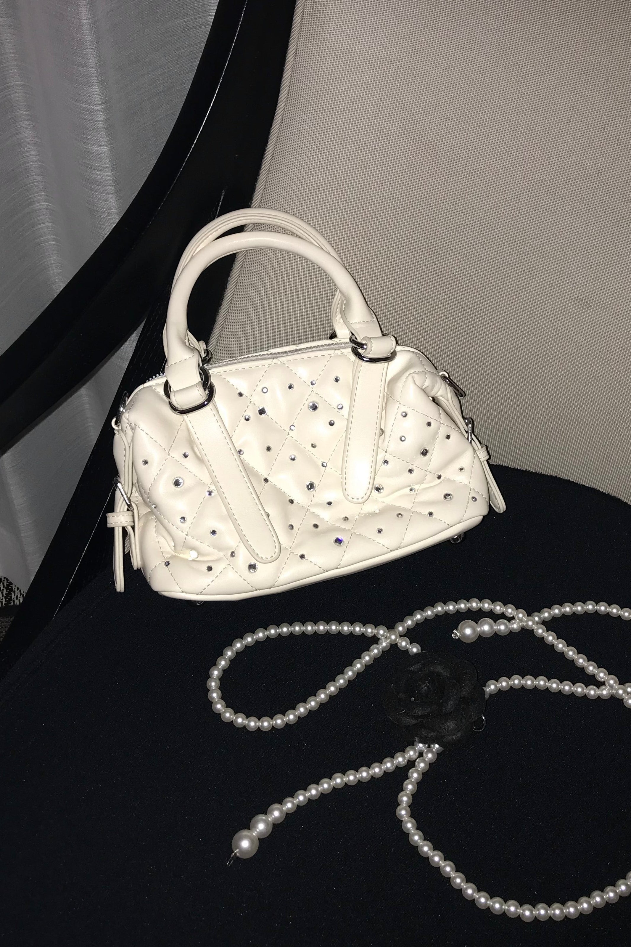 キルティングラインストーンバッグ KR13764