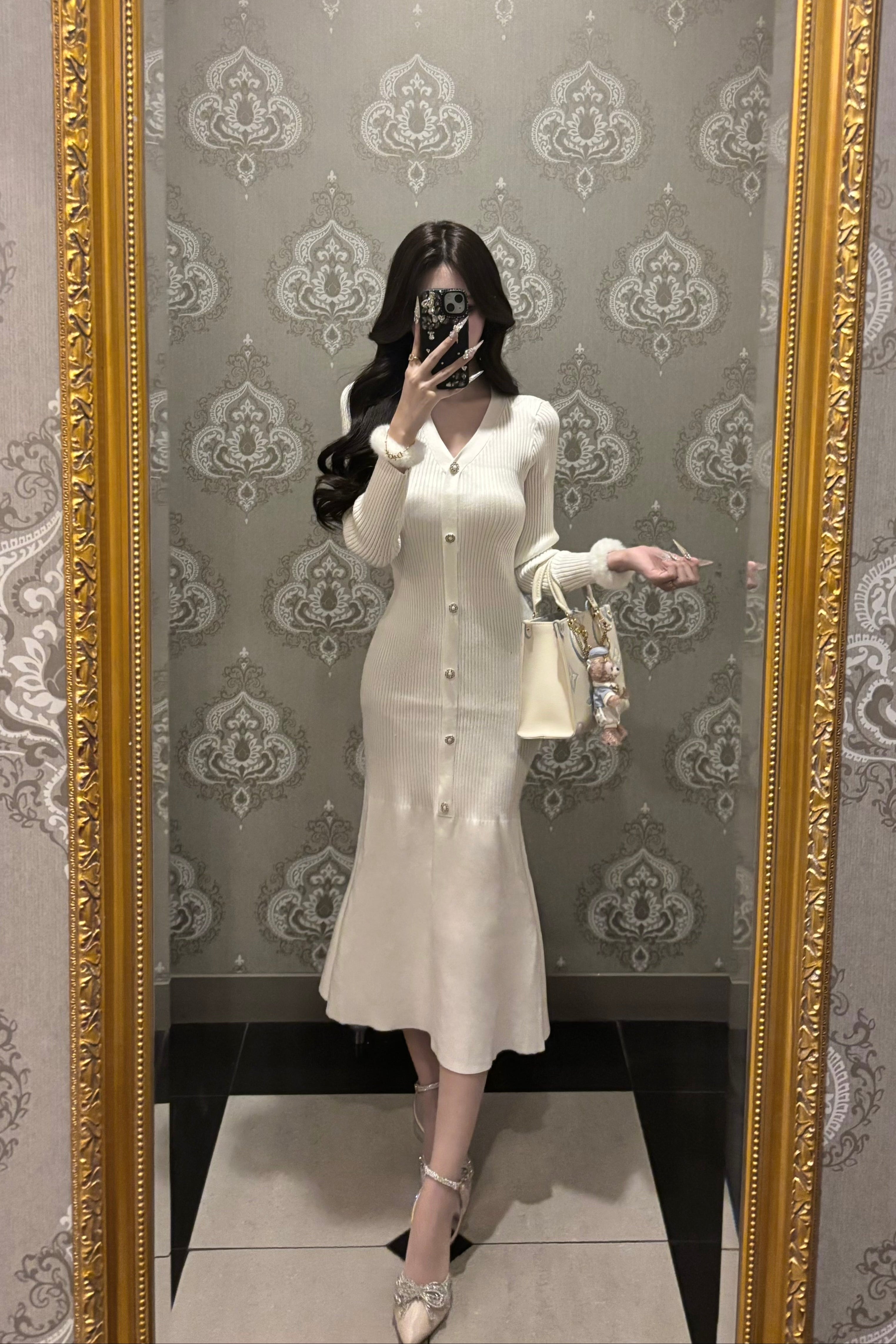 クラシカルリブニットロングワンピ KR13908