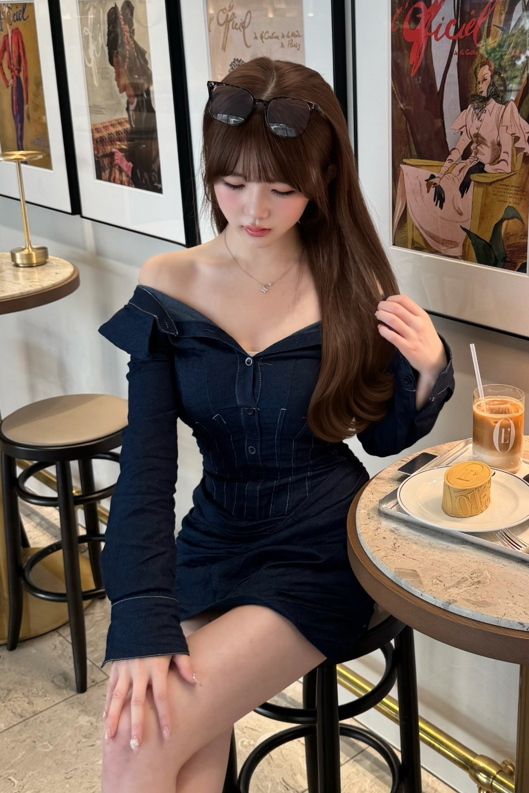 デニムオフショルワンピース KR13554