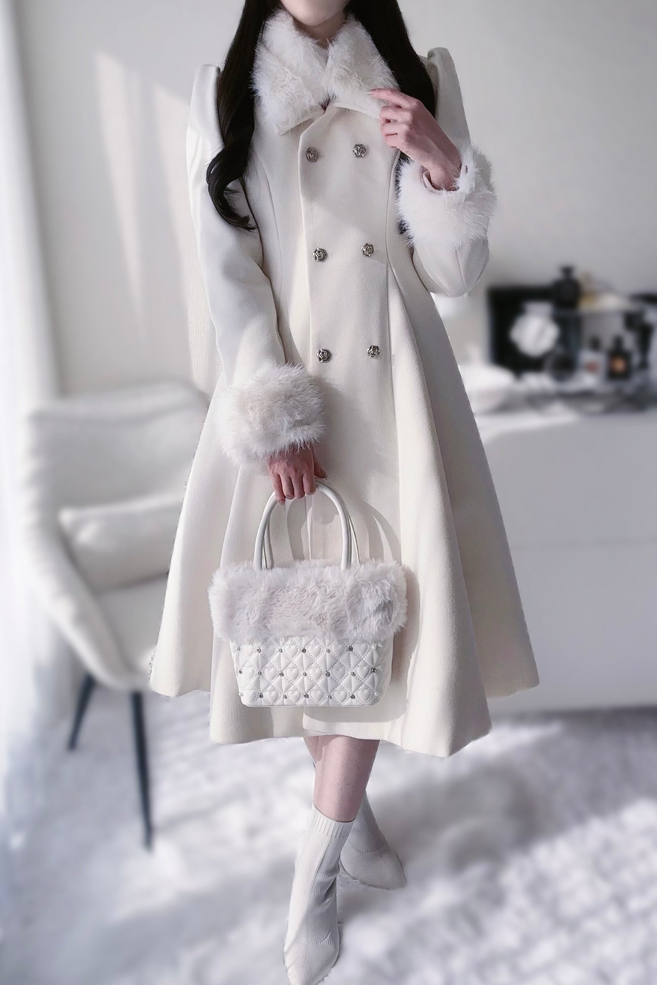 ロングファーコート KR30151