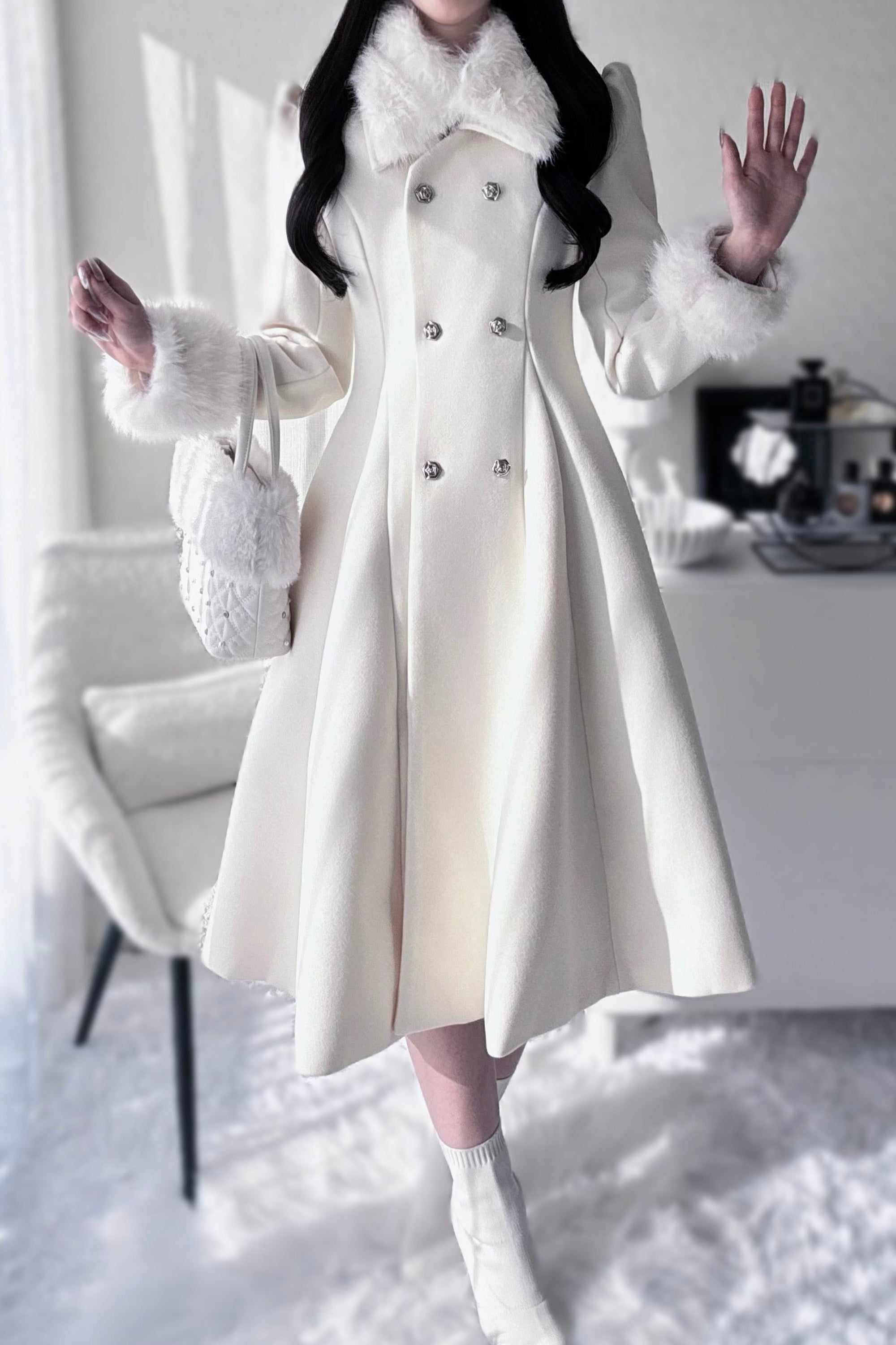 ロングファーコート KR30151