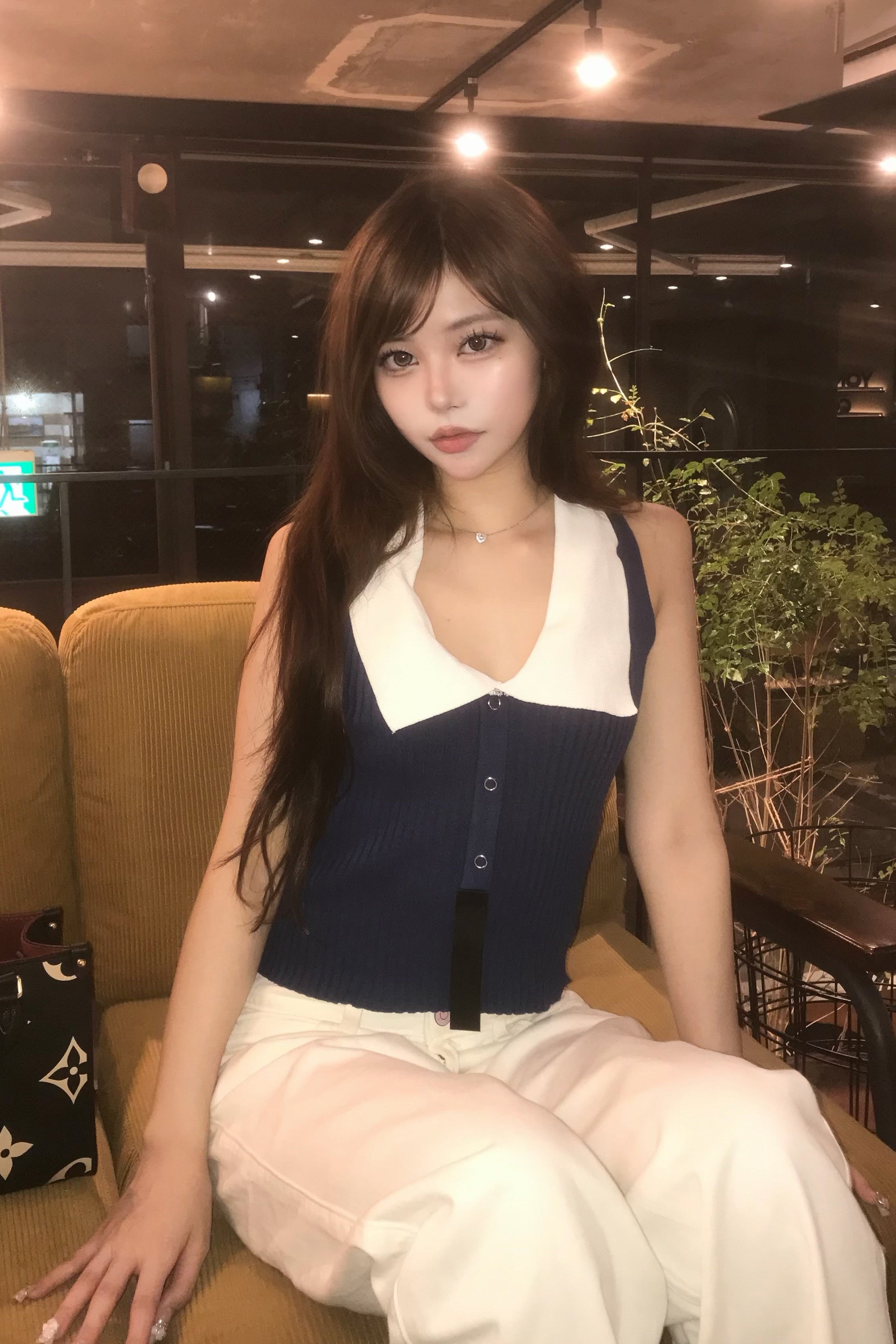 ビッグカラーノースリーブトップス KR14548