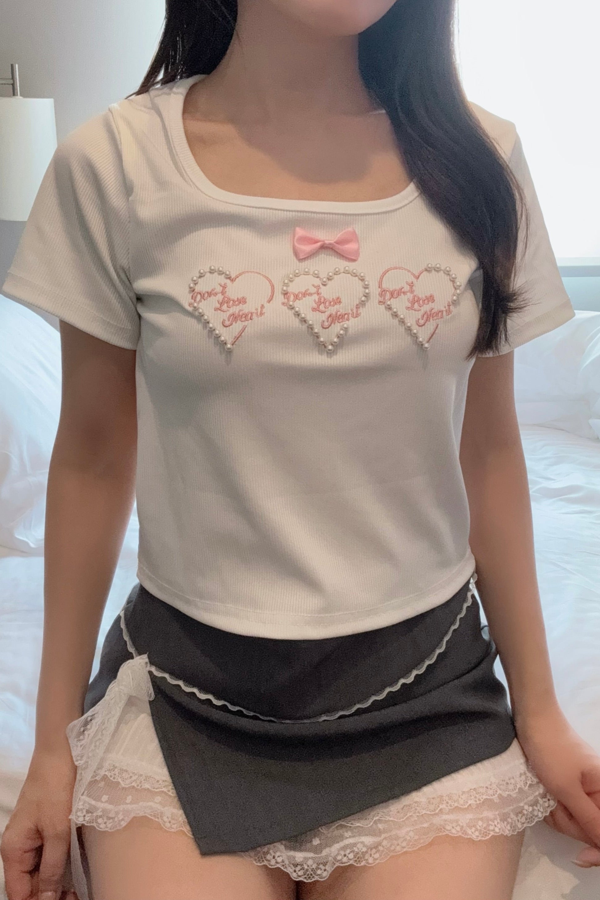 リボンハートデザインTシャツ KR11372