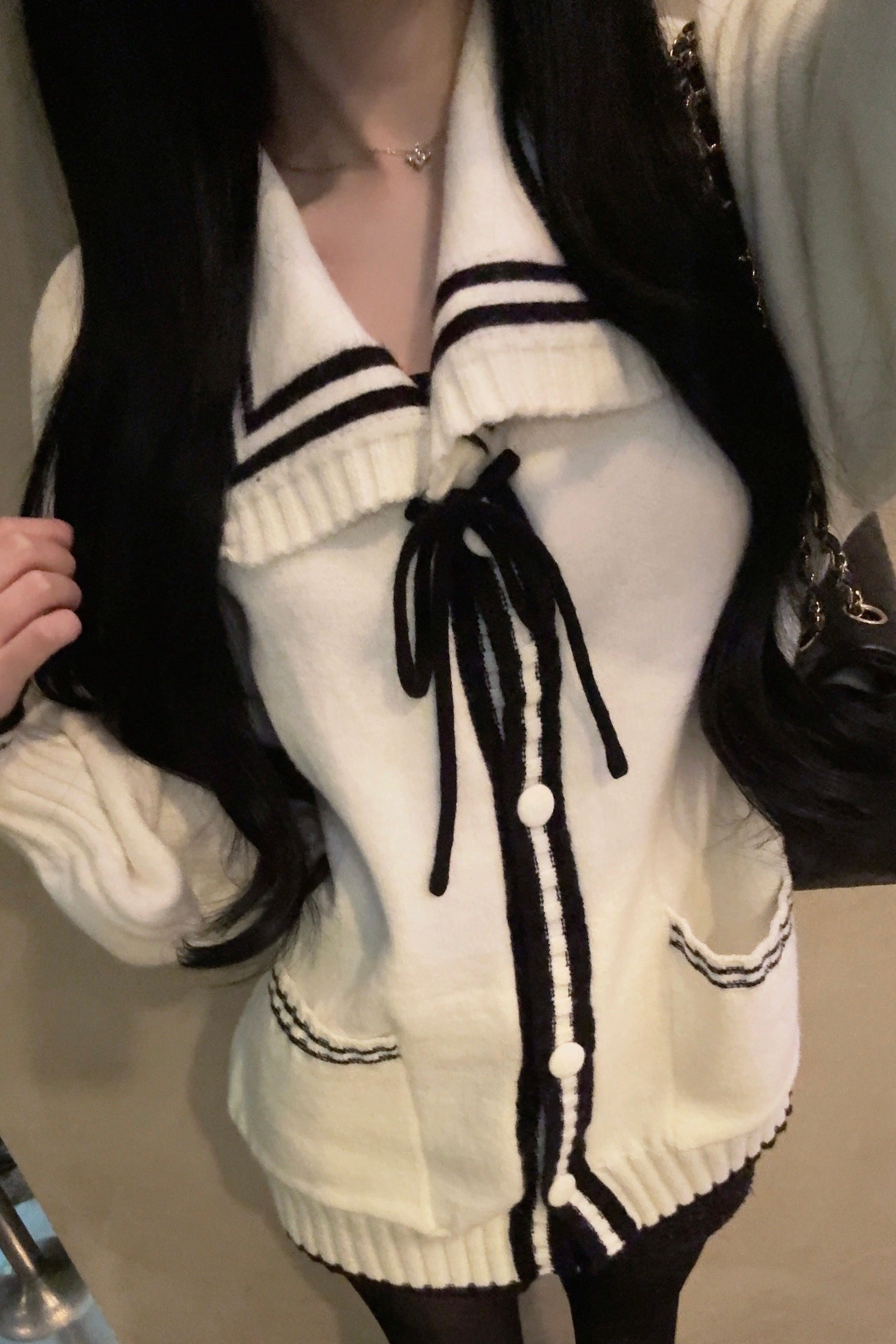 フロントリボンデザインビッグカーディガン KR13882