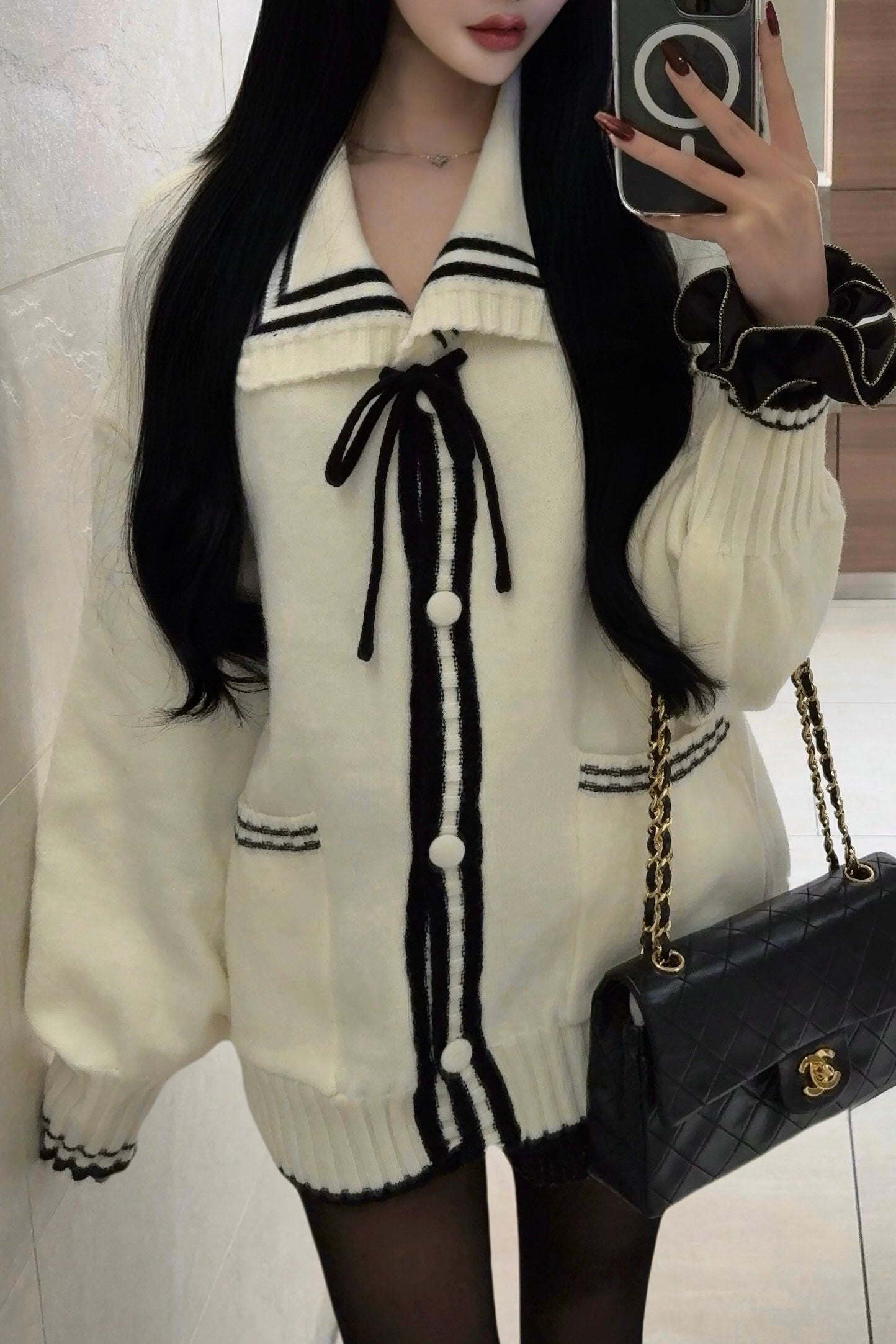 フロントリボンデザインビッグカーディガン KR13882