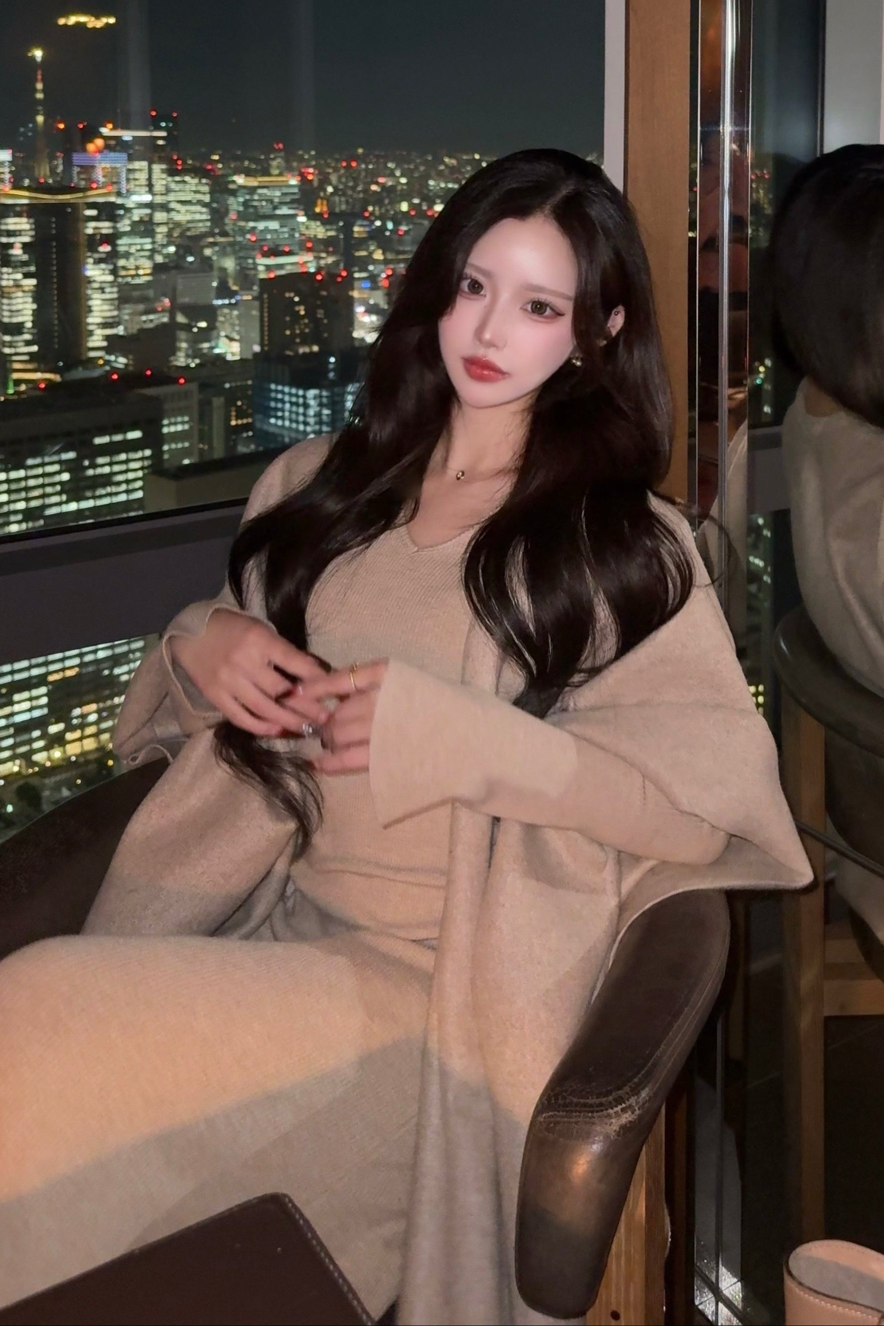 Vネックショールロングワンピース KR13835