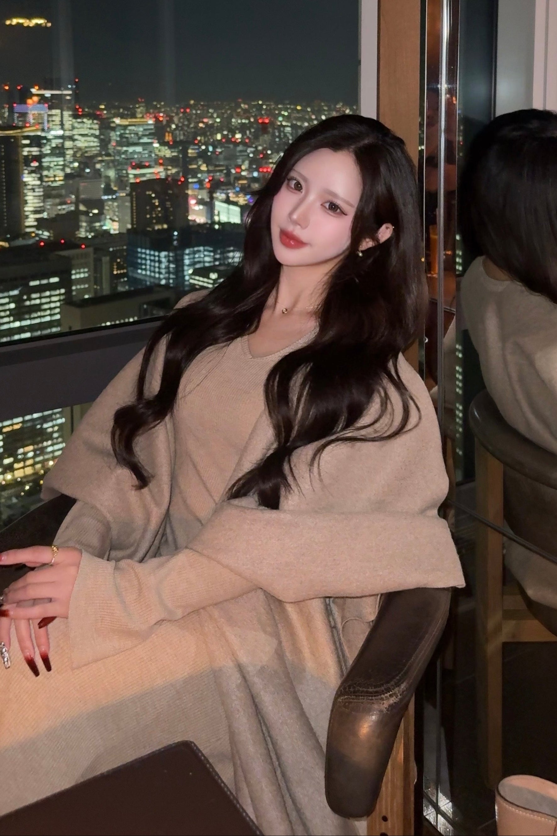 Vネックショールロングワンピース KR13835