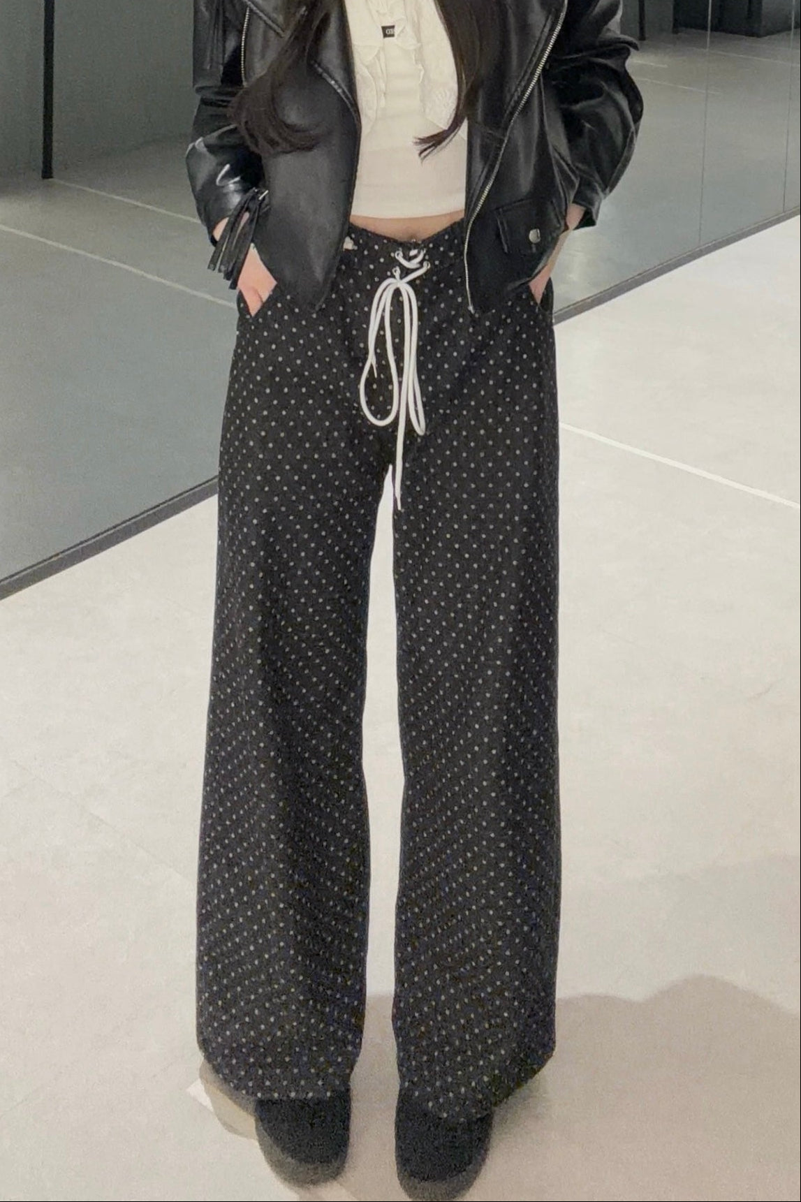 ドットデニムワイドパンツ KR13734