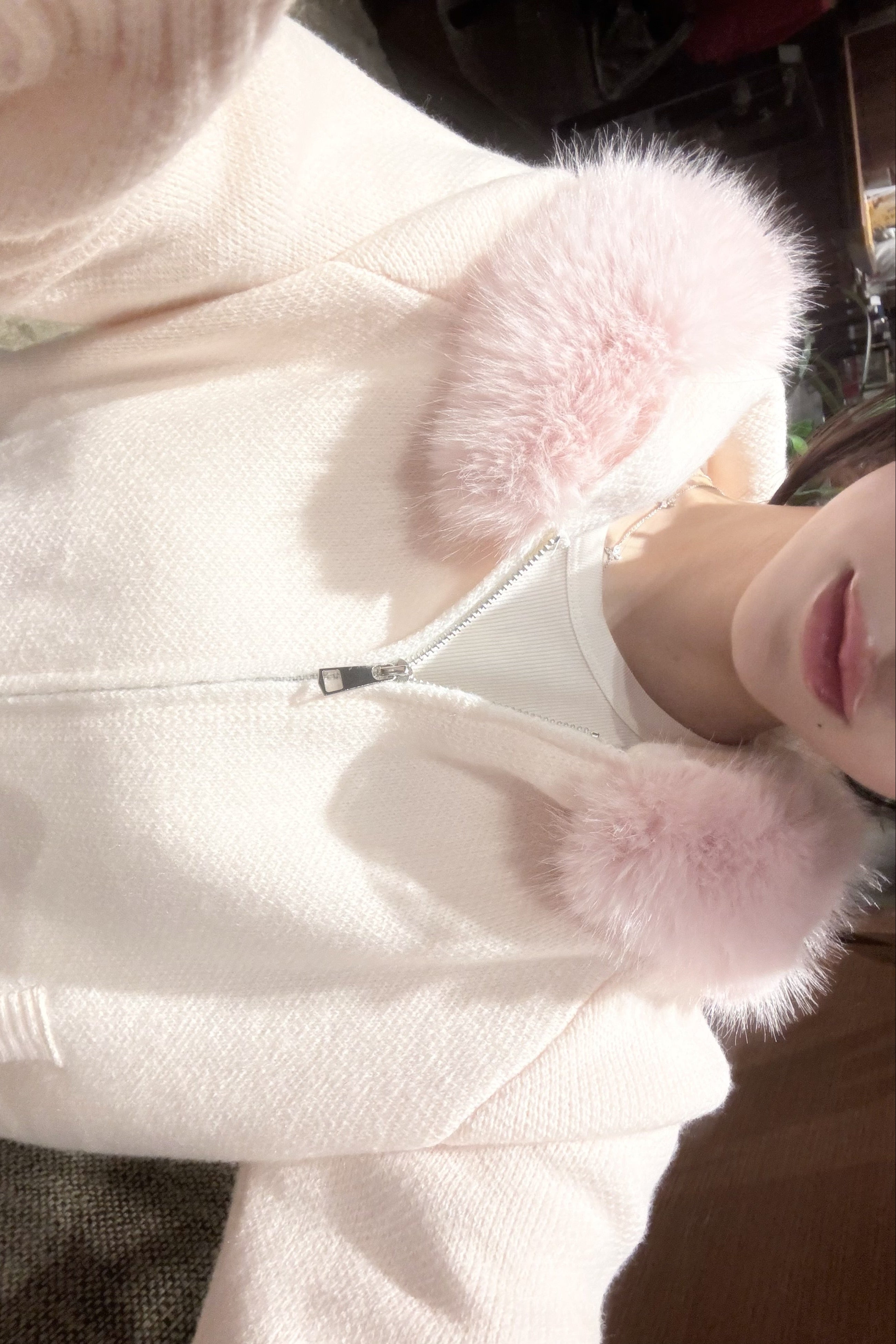 ファーフードニット KR13633