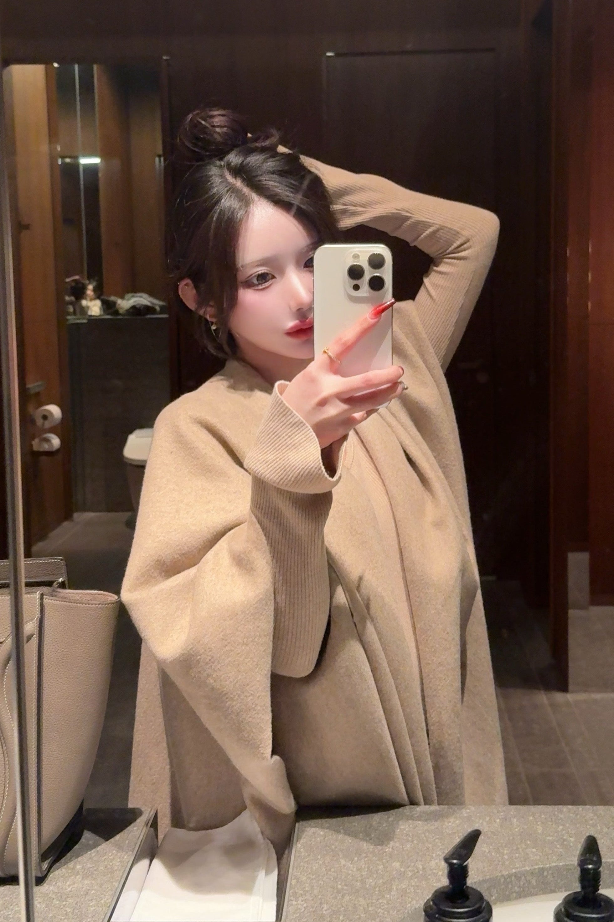 Vネックショールロングワンピース KR13835