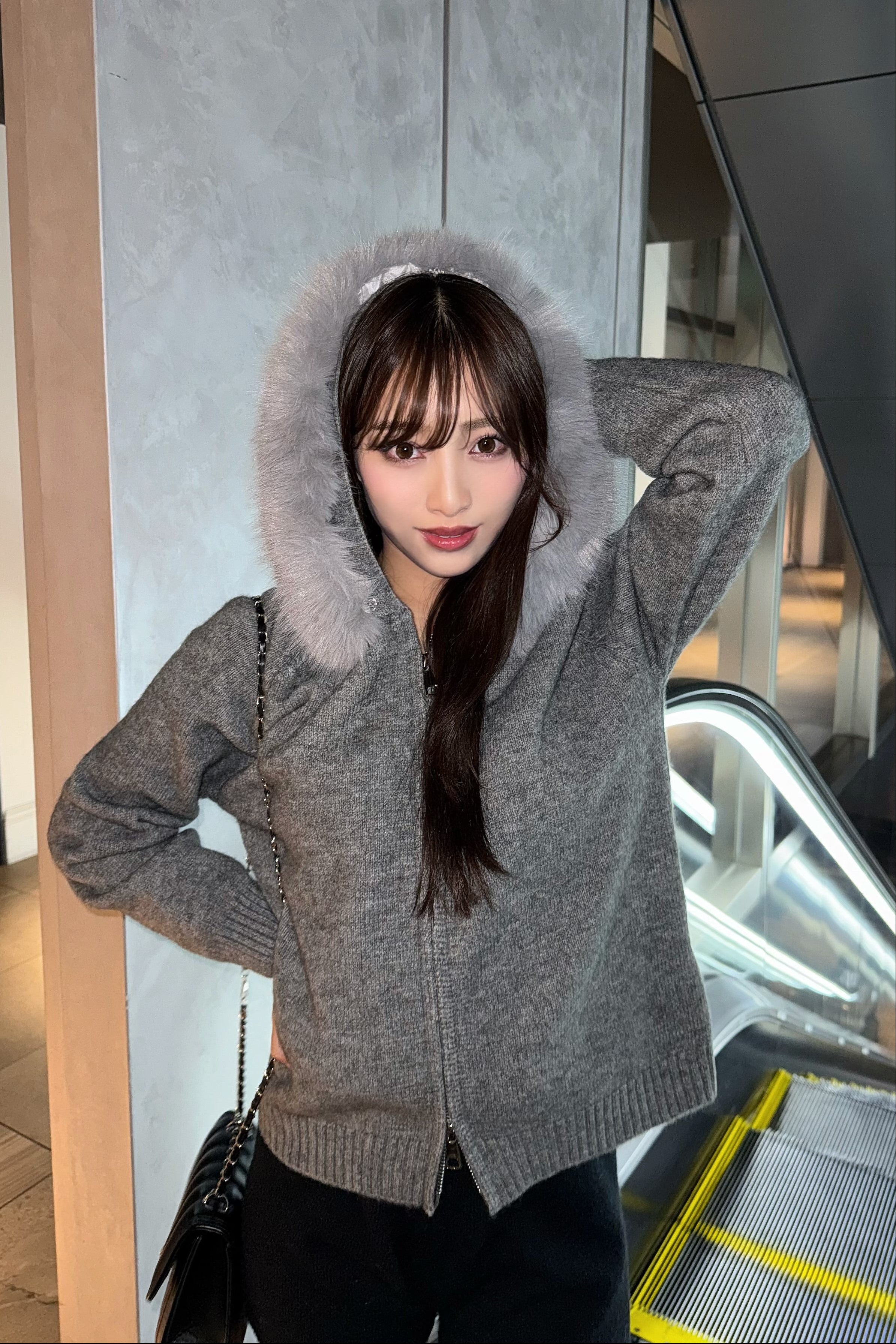 フードファージップニット KR13493