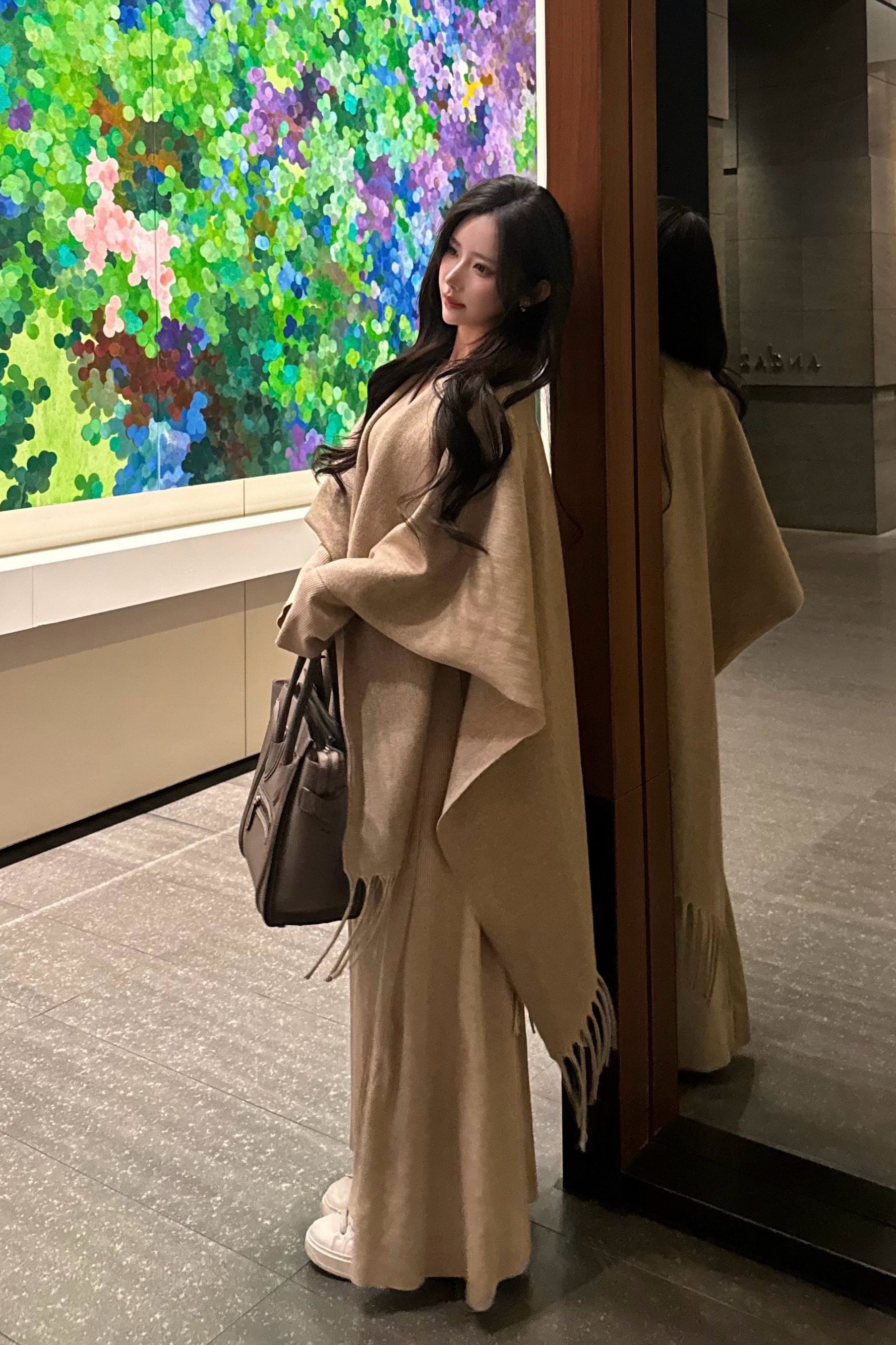 Vネックショールロングワンピース KR13835