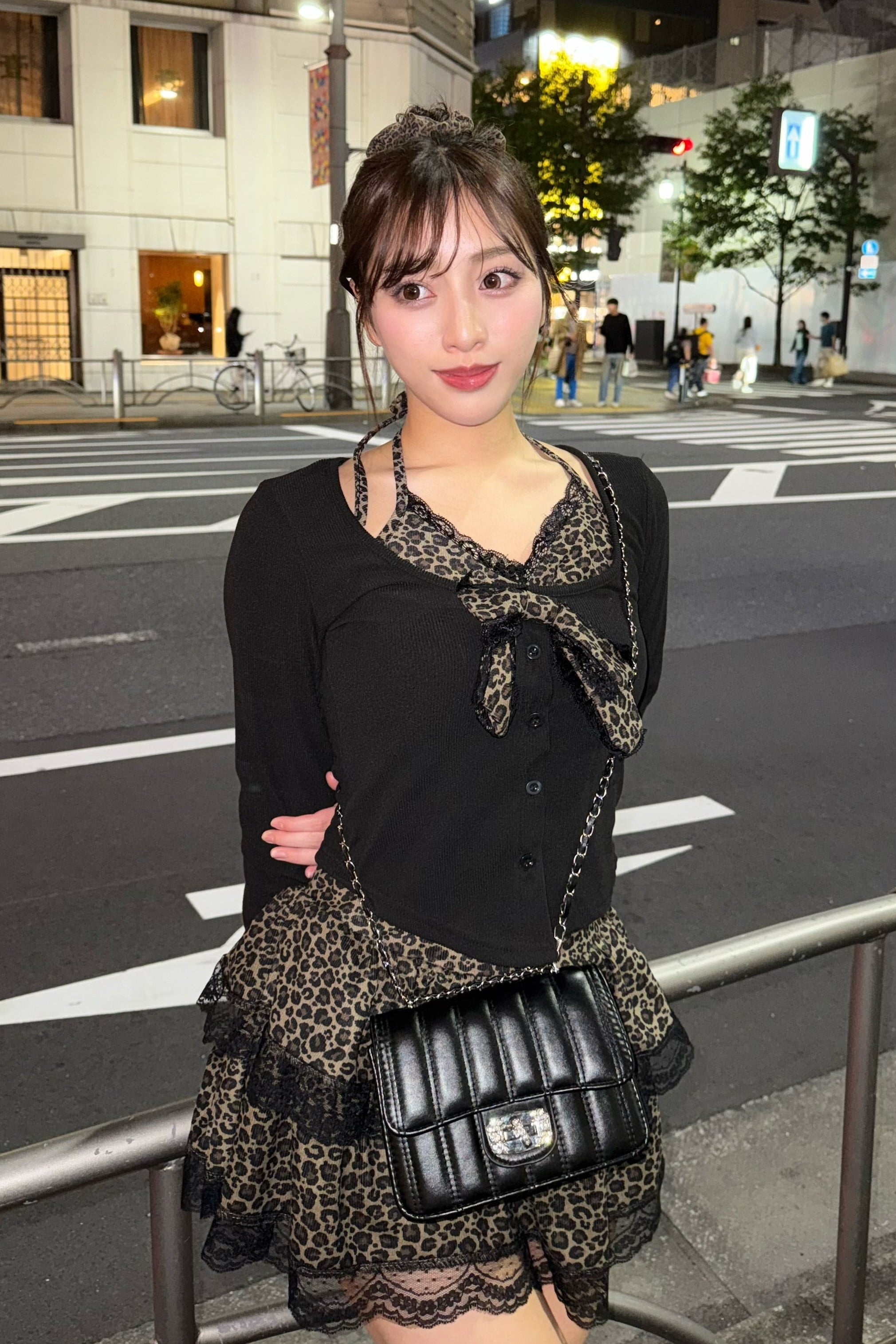 フロントリボンヒョウ柄セットアップ KR30075