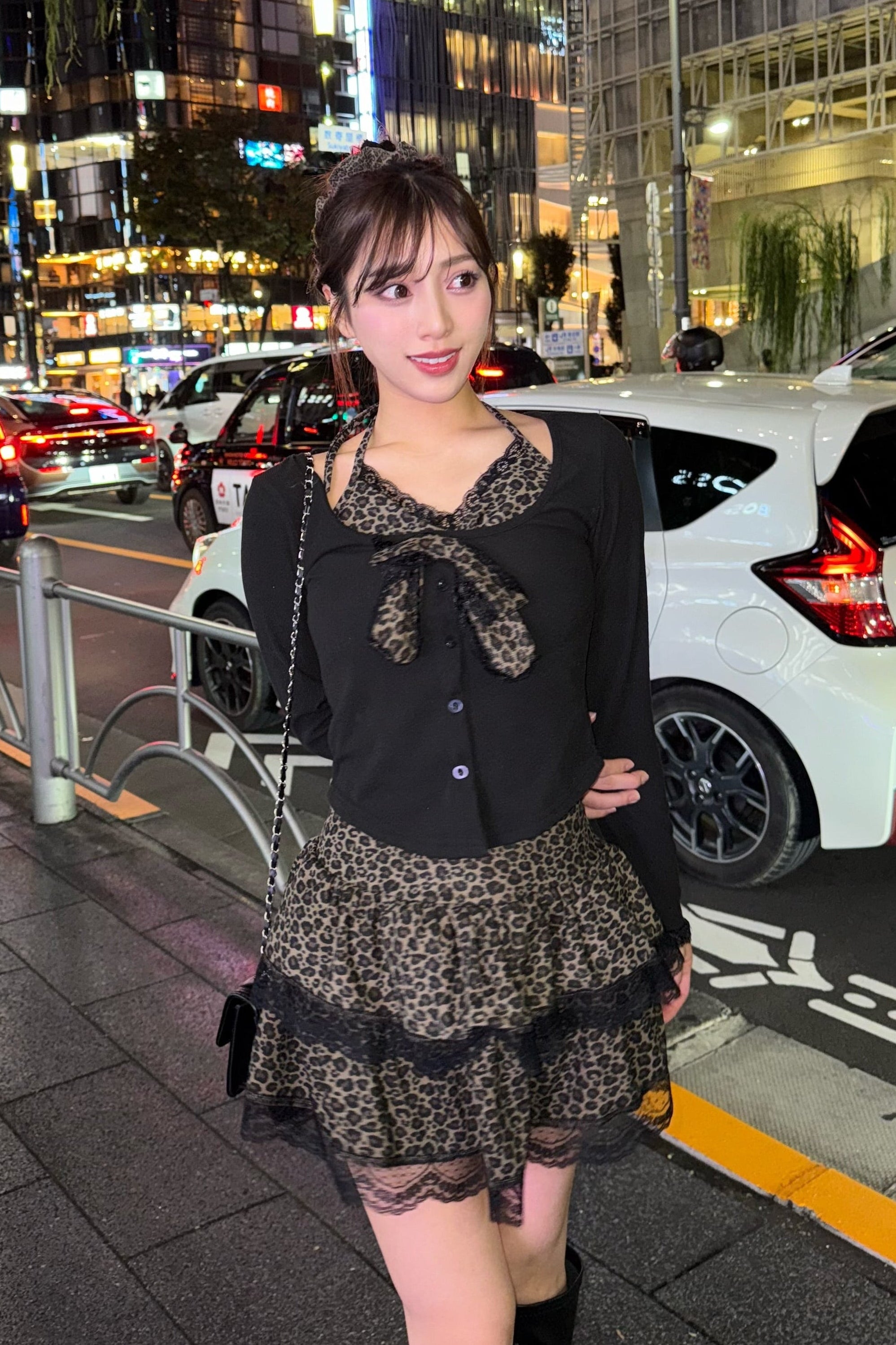 フロントリボンヒョウ柄セットアップ KR30075