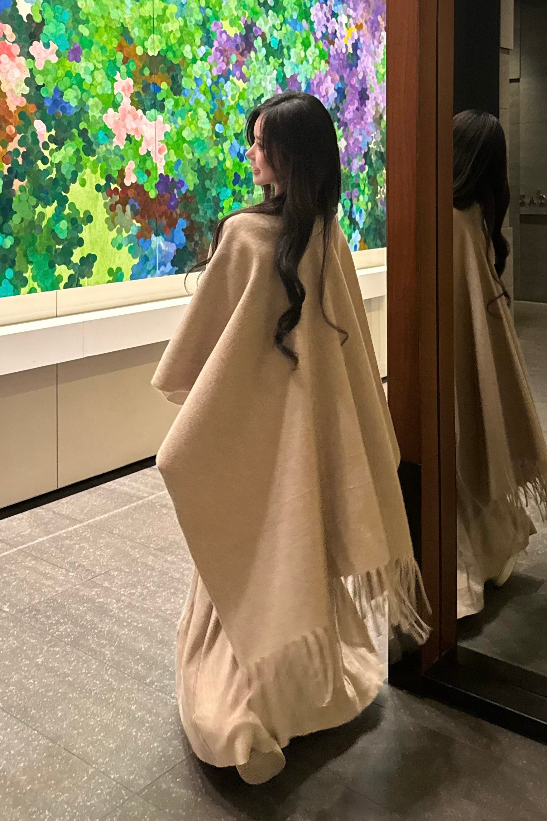 Vネックショールロングワンピース KR13835