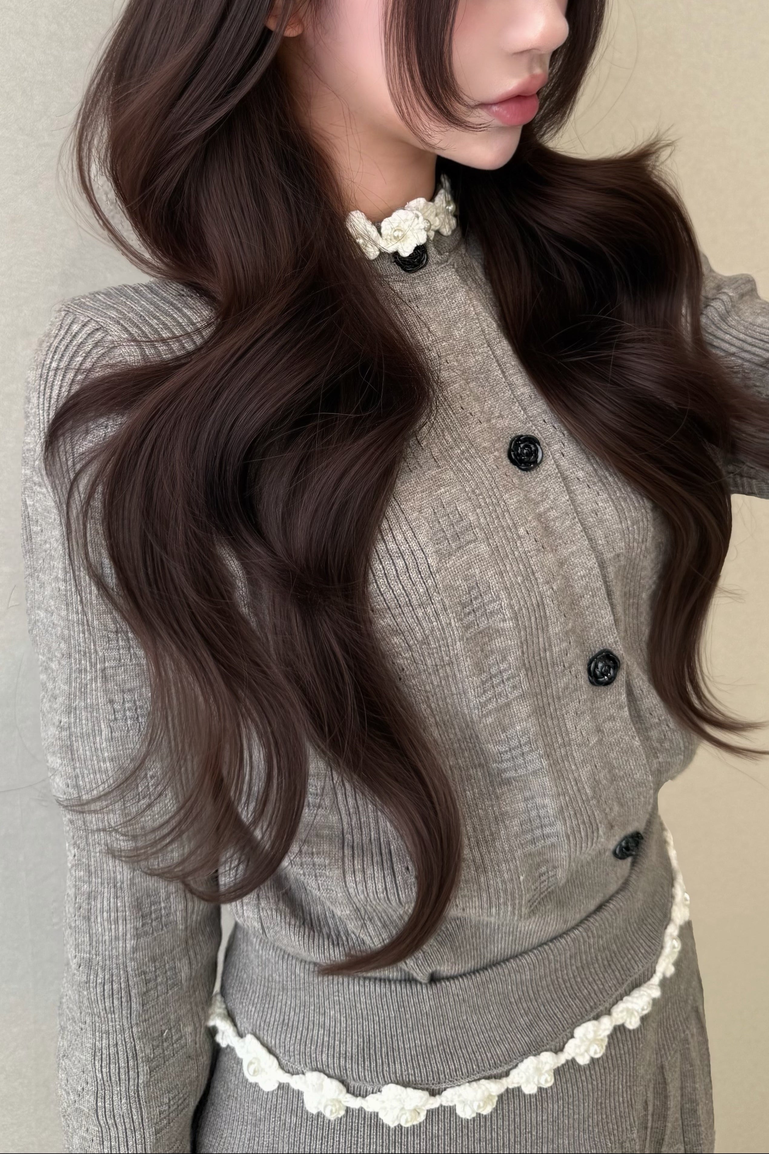 フラワーレースフリルニットセットアップ KR30509