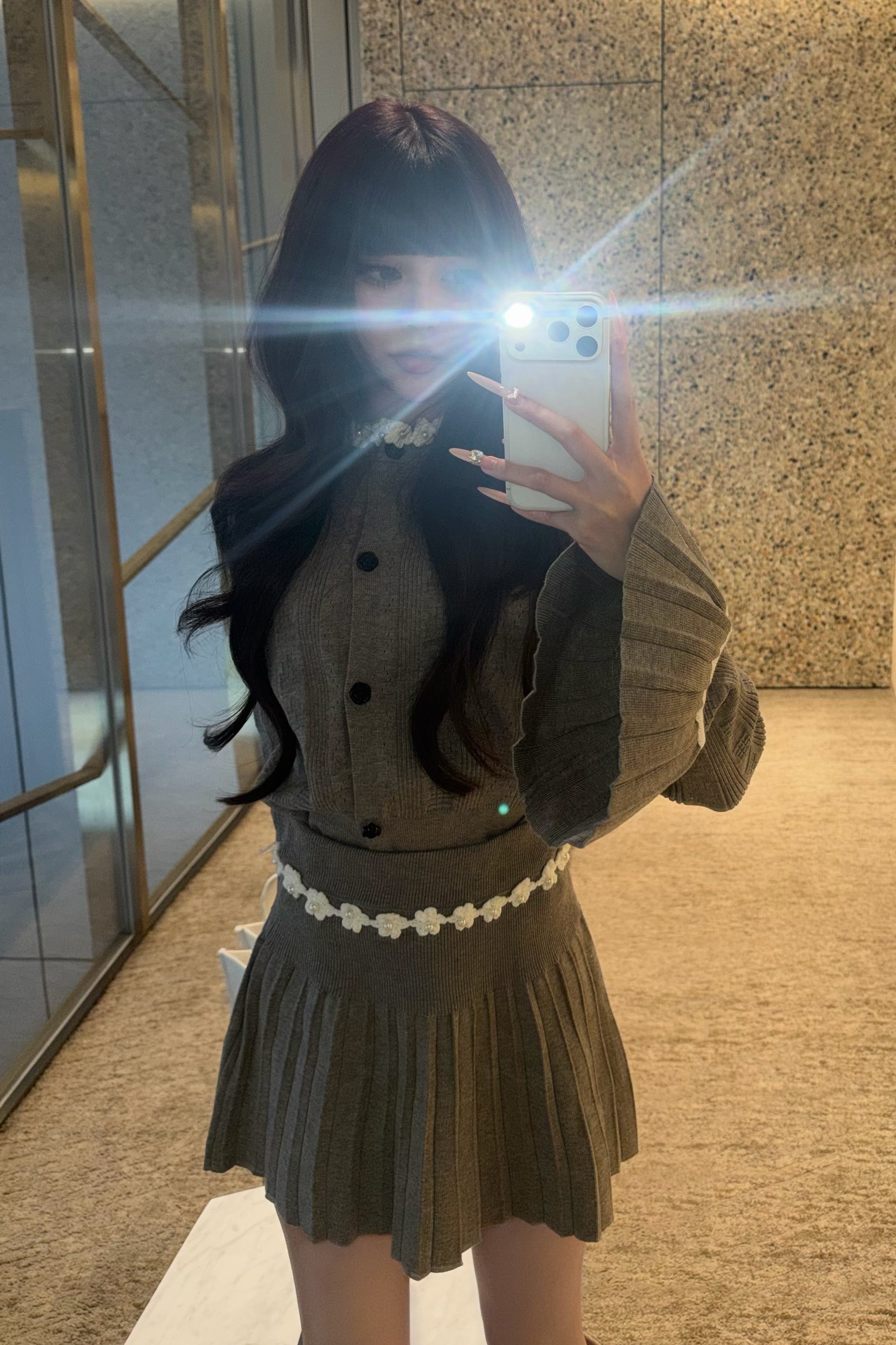 フラワーレースフリルニットセットアップ KR30509