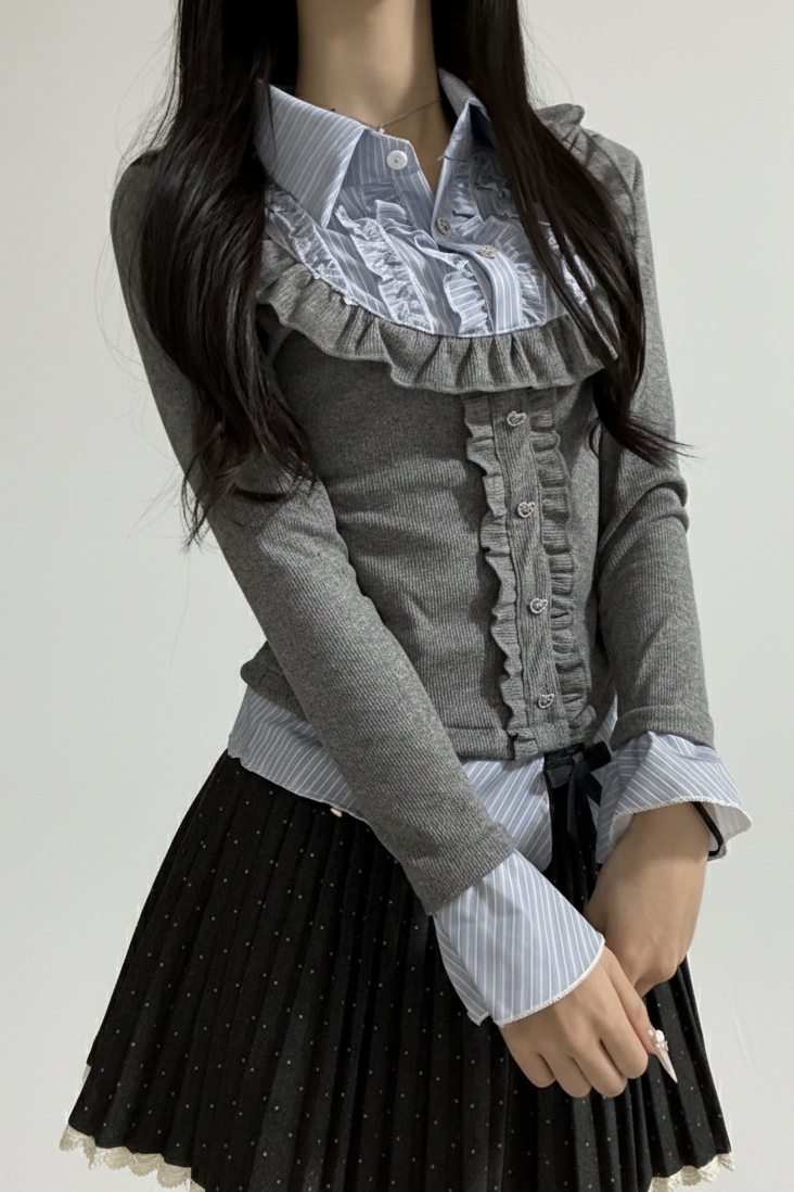 クラシカルシャツドッキングトップス KR13903