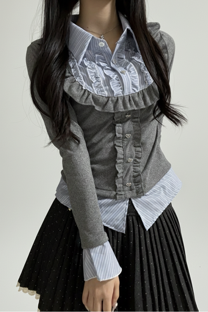 クラシカルシャツドッキングトップス KR13903