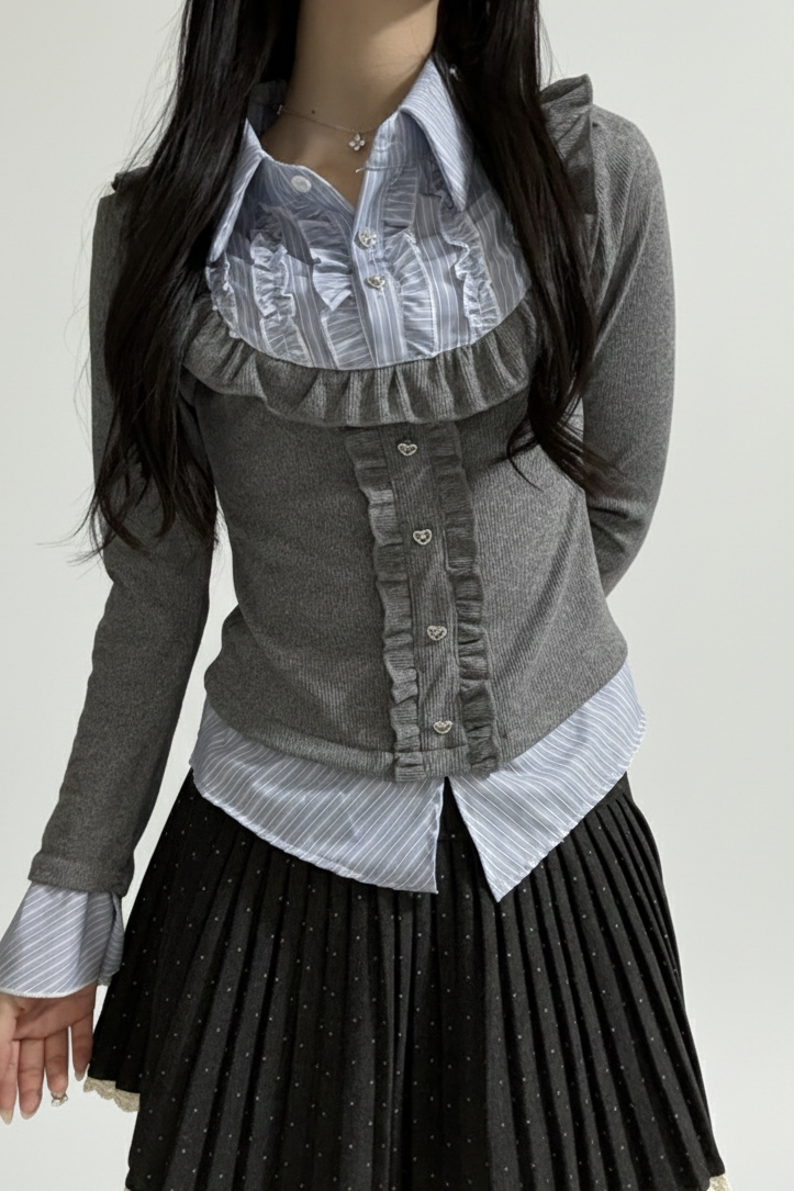 クラシカルシャツドッキングトップス KR13903