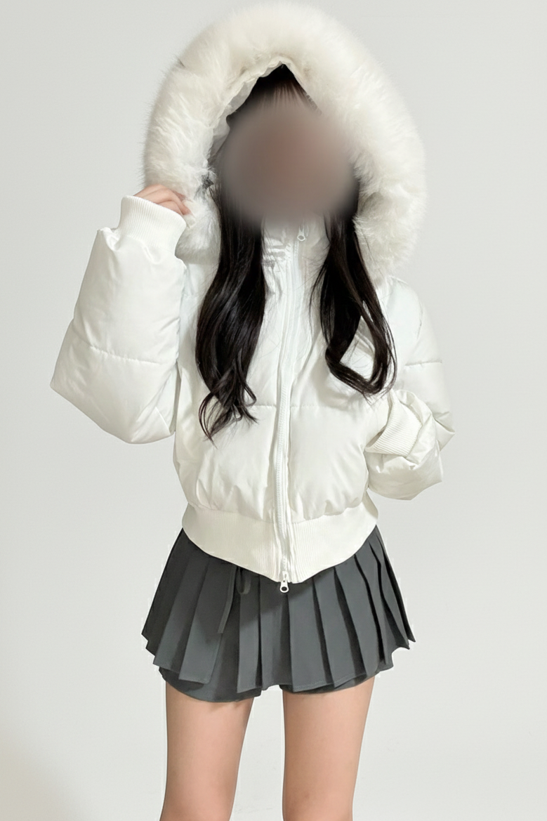 ファーフードショートダウン KR30405