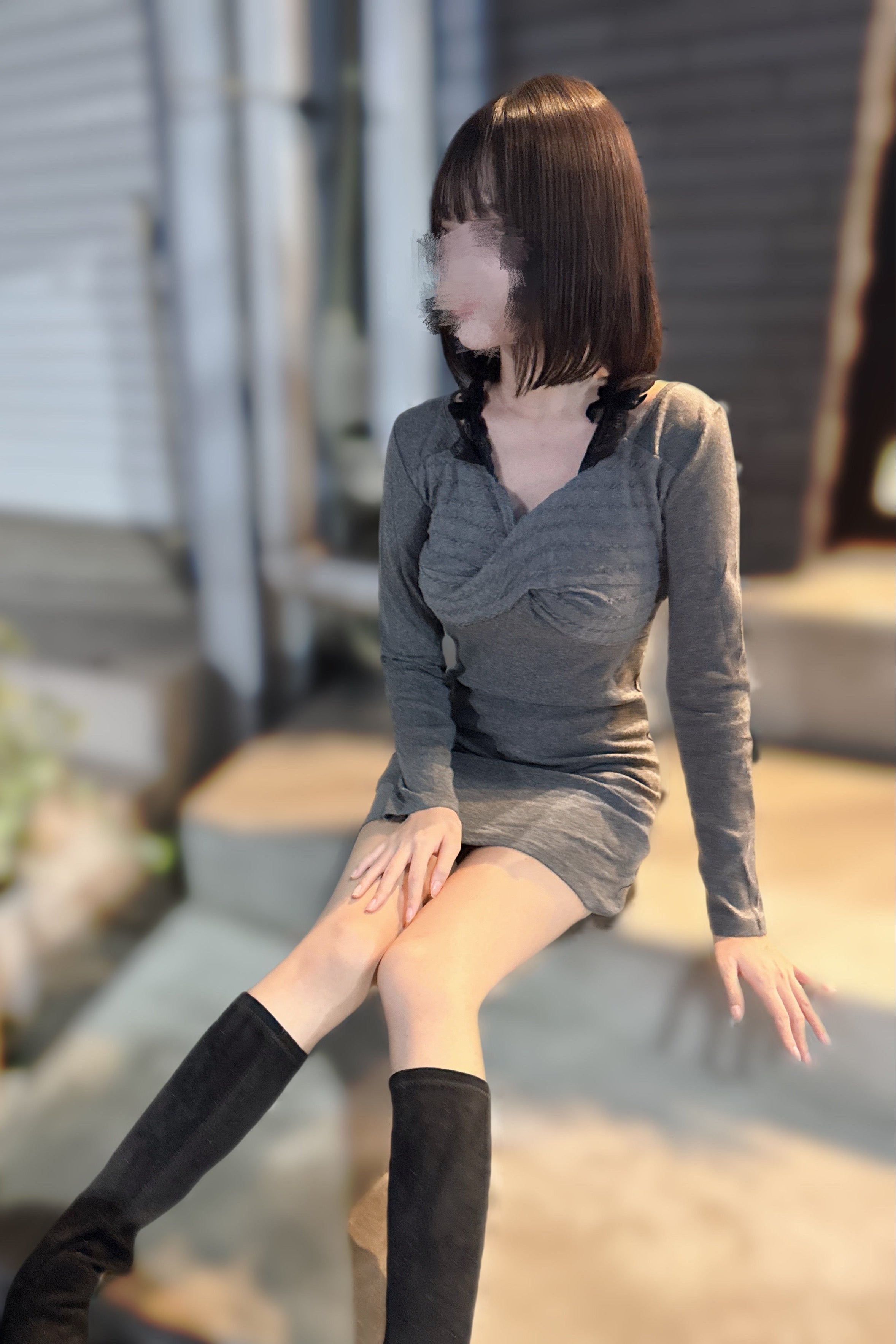 レースカシュクールニットワンピース KR13185