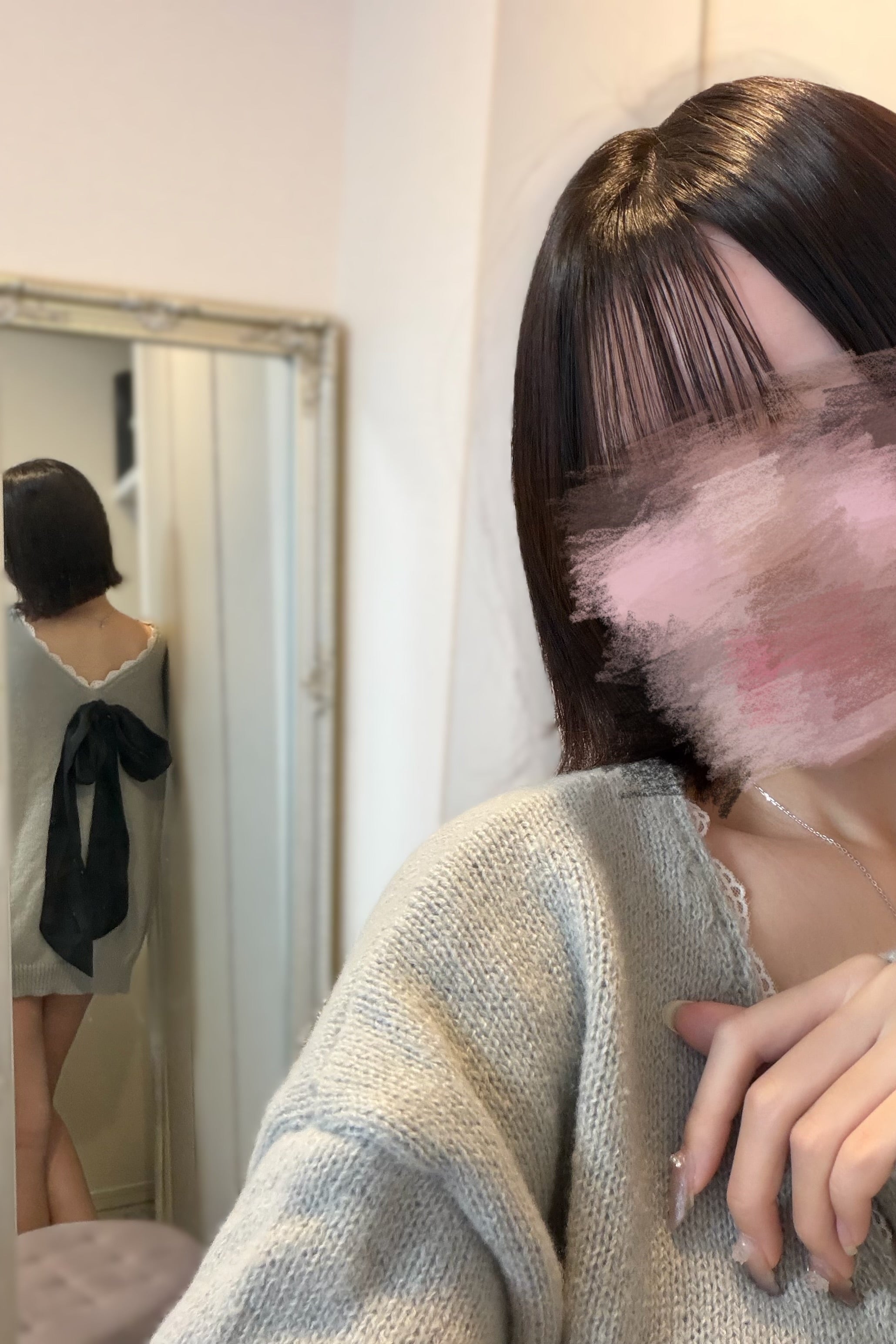 バックリボンレースニット KR13188