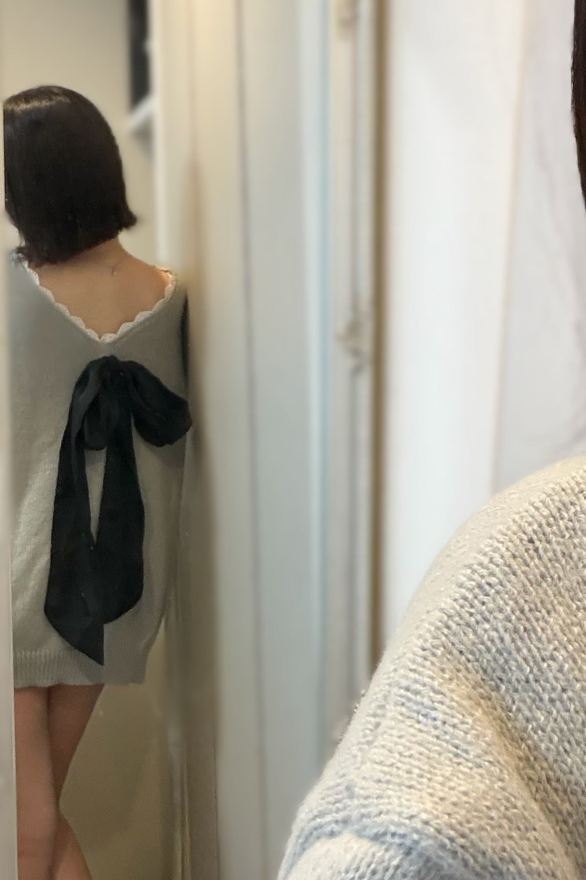 バックリボンレースニット KR13188