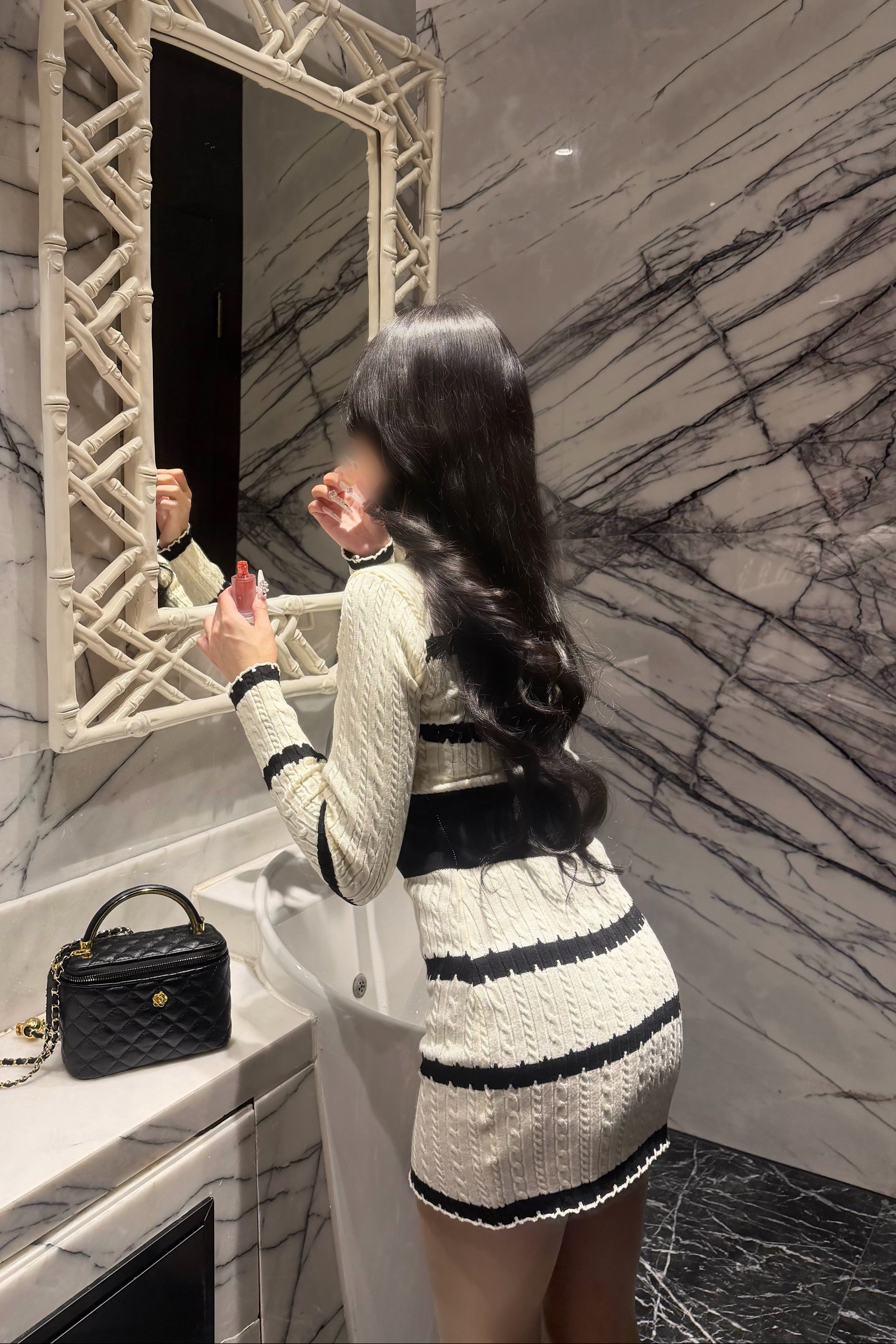 ボーダーリブカラーニットワンピース KR14026