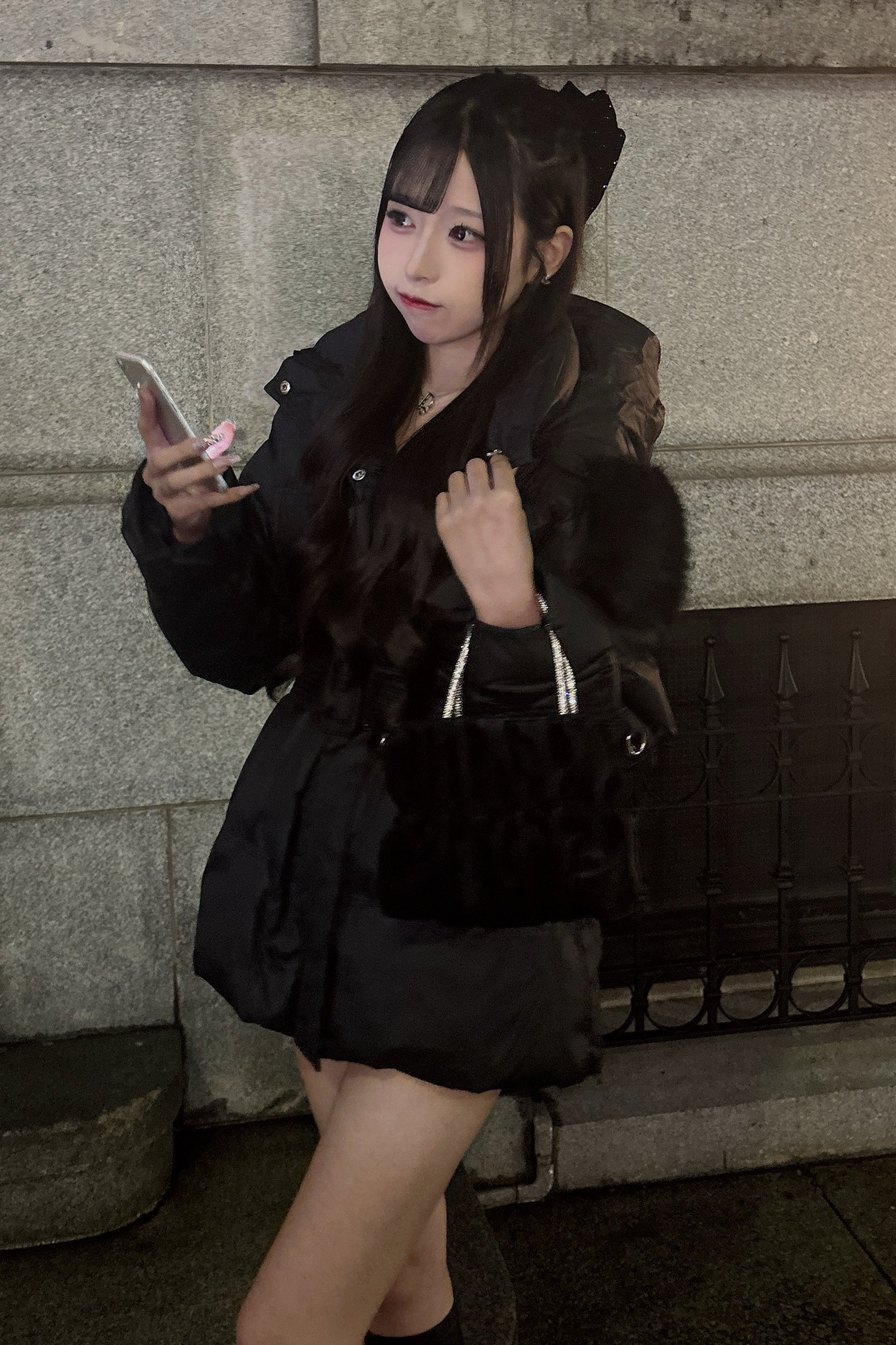 ファーフードロングダウン KR30044