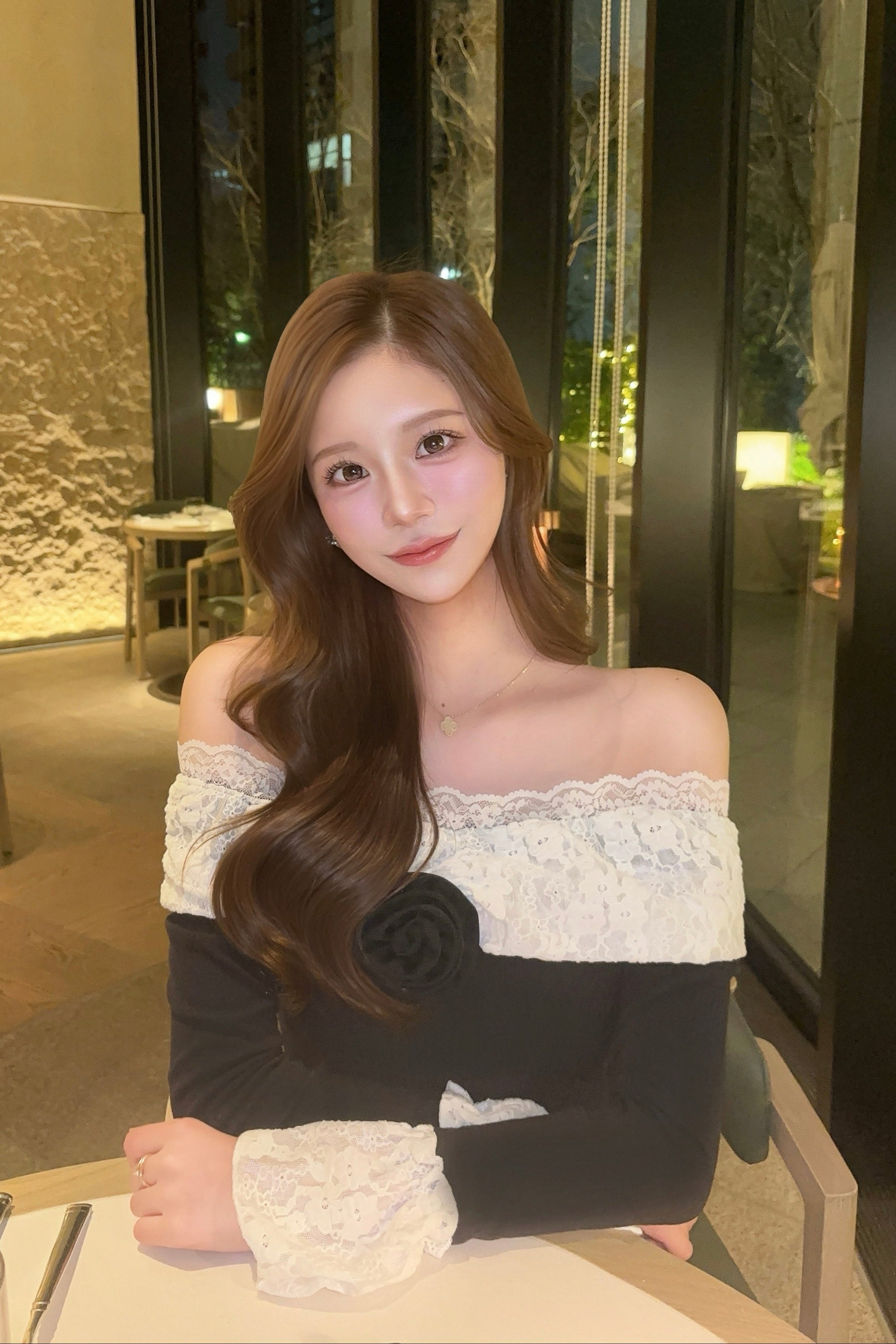 レースオフショルローズワンピース KR13959