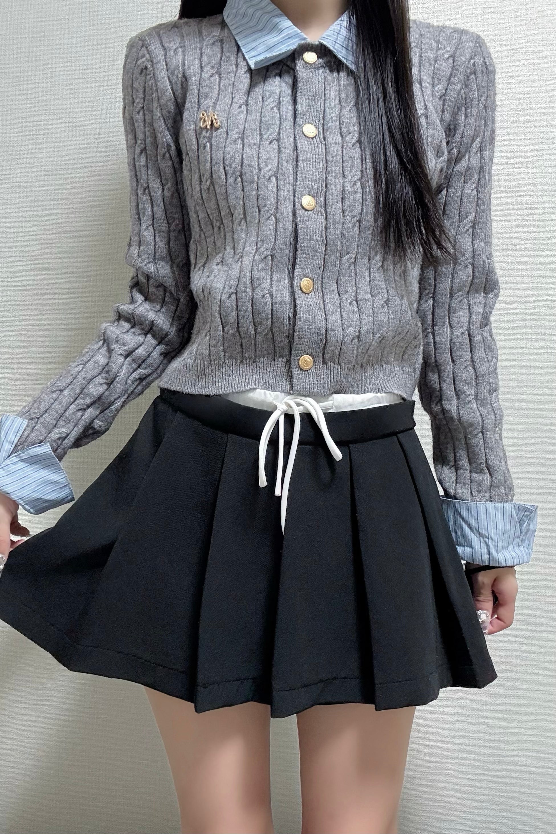 layered band pleated skirt KR10203