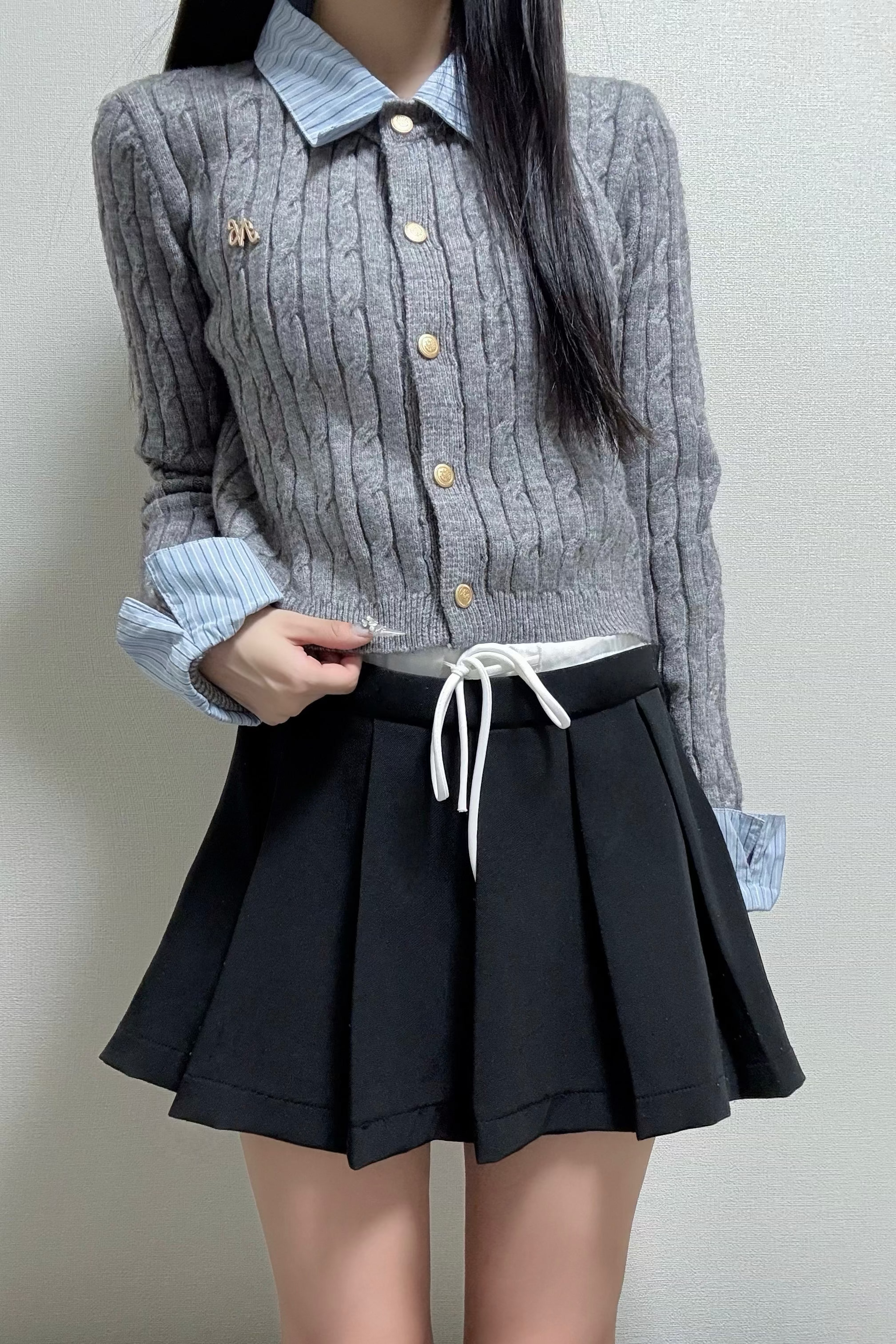 layered band pleated skirt KR10203