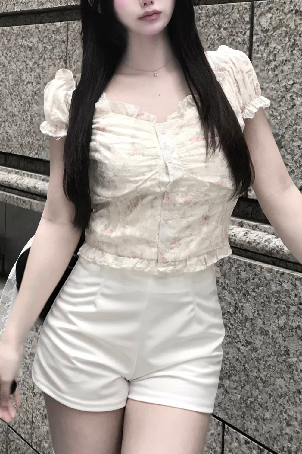 フラワーオフショルフリルトップス KR14458