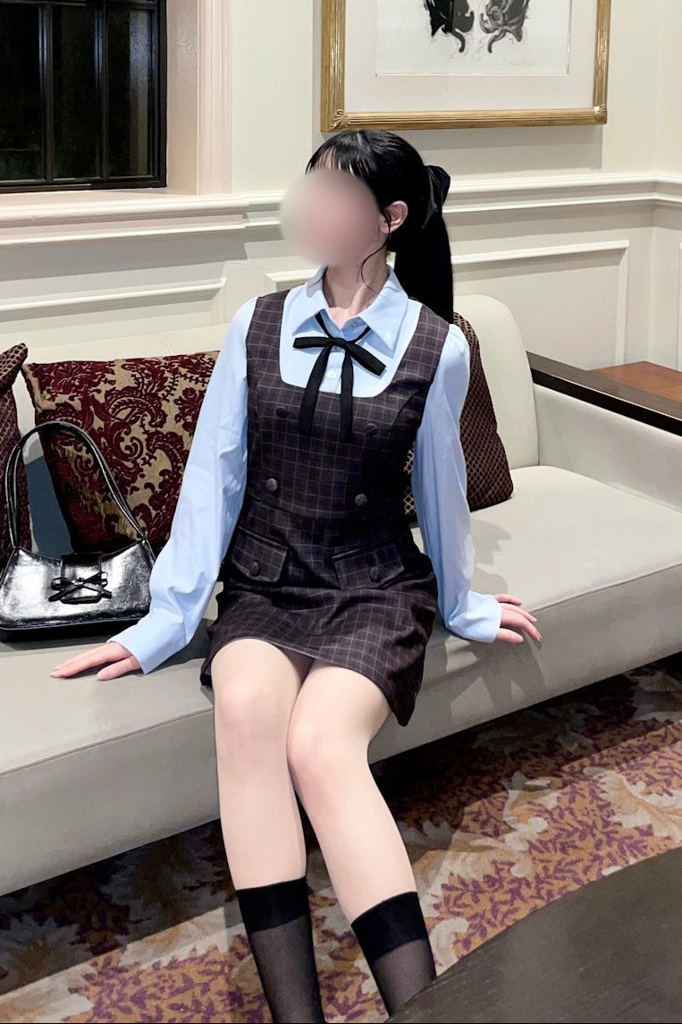 レトロスクールチェックワンピース KR14779