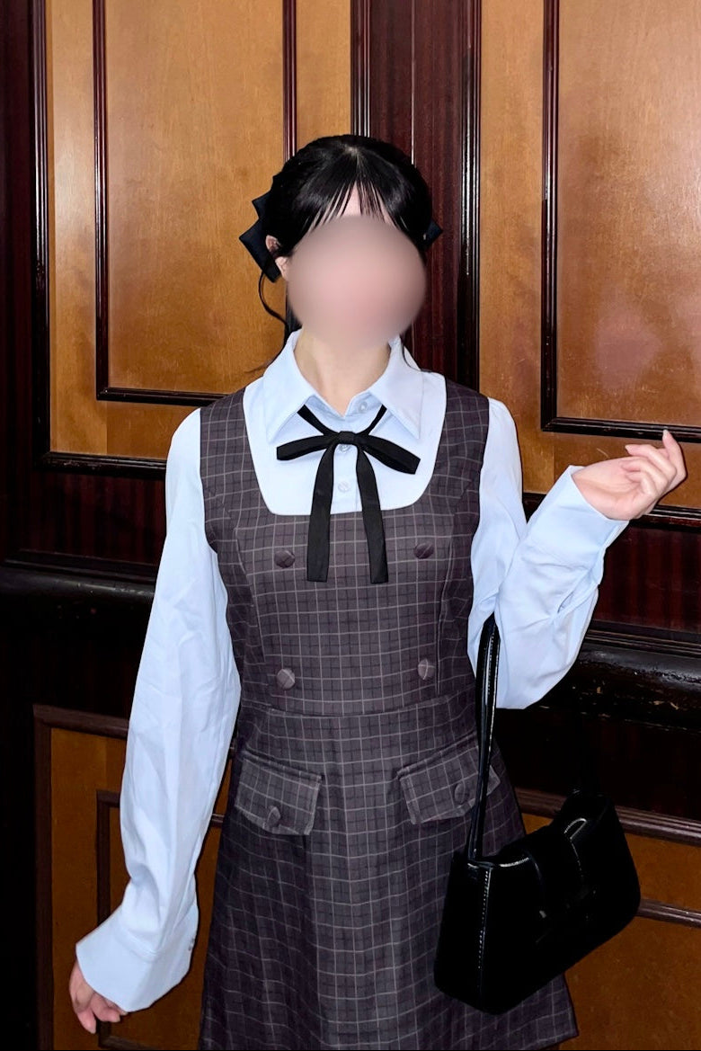 レトロスクールチェックワンピース KR14779