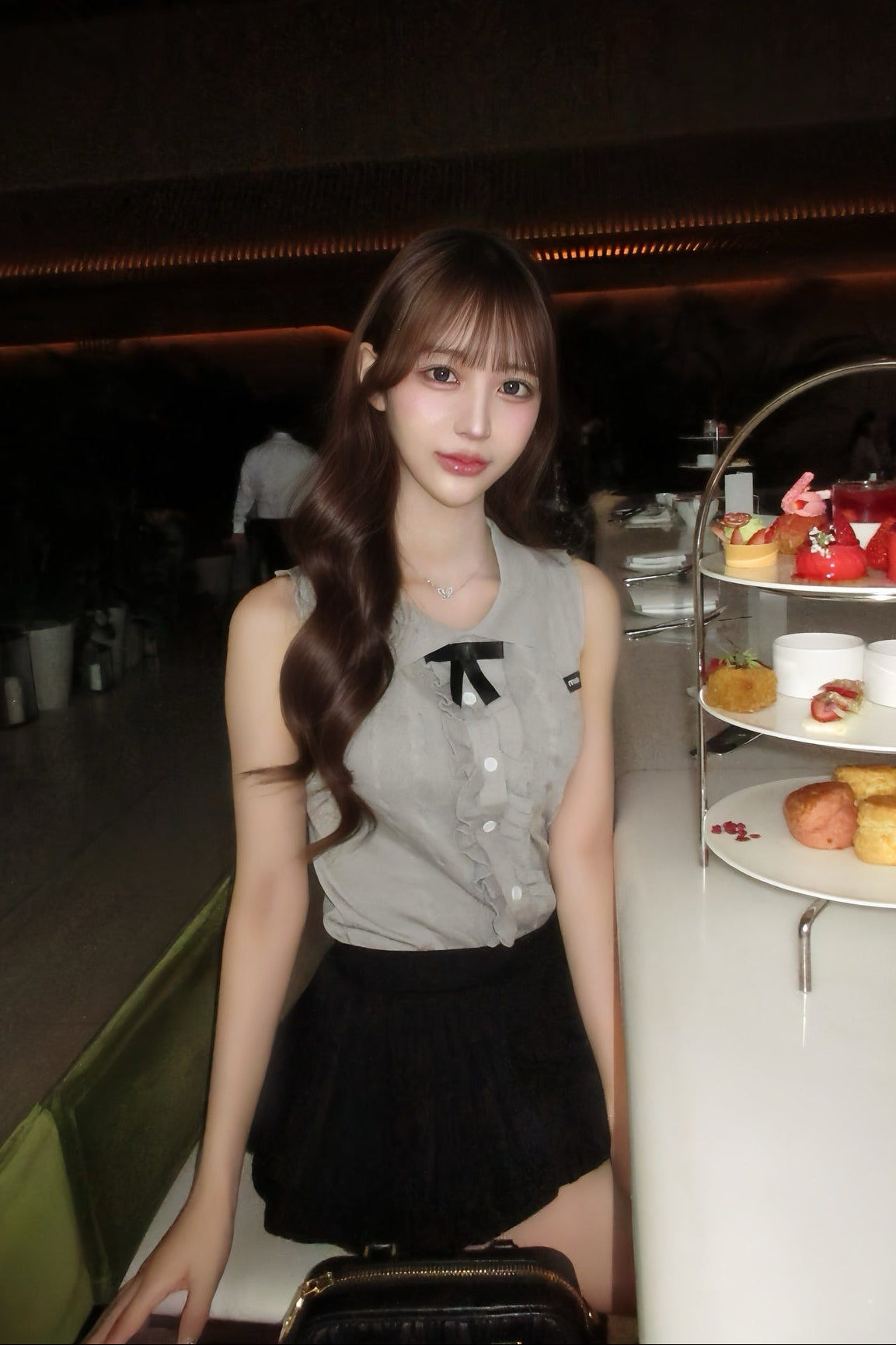 フリルリボンニットベスト KR14322