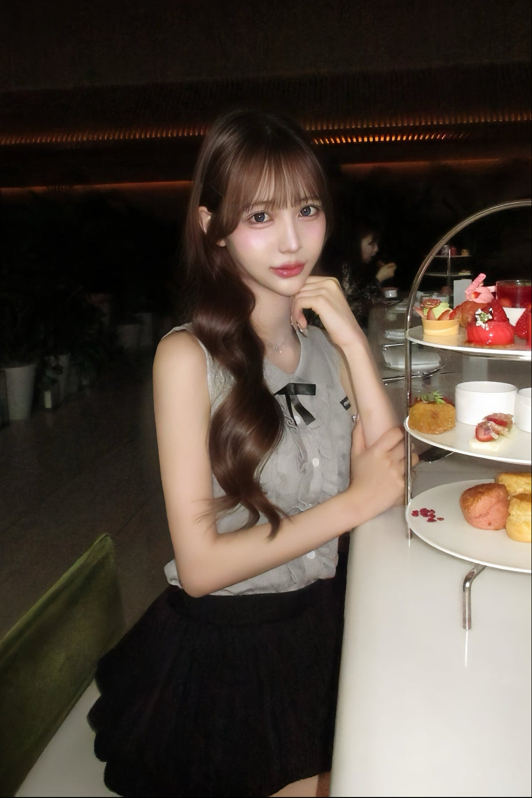 フリルリボンニットベスト KR14322