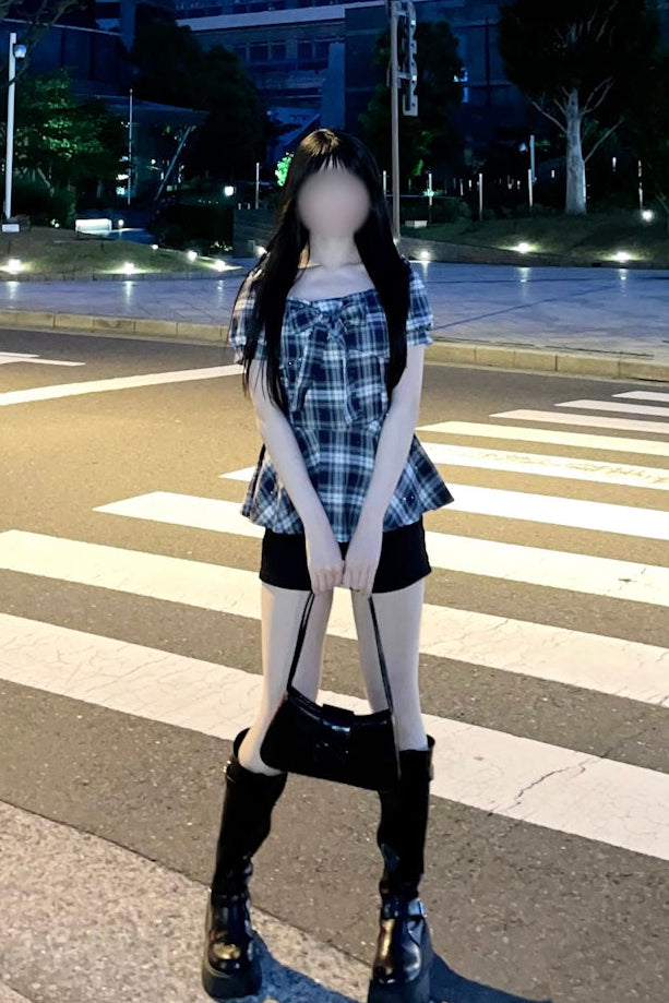 グリッターチェックトップス KR14797