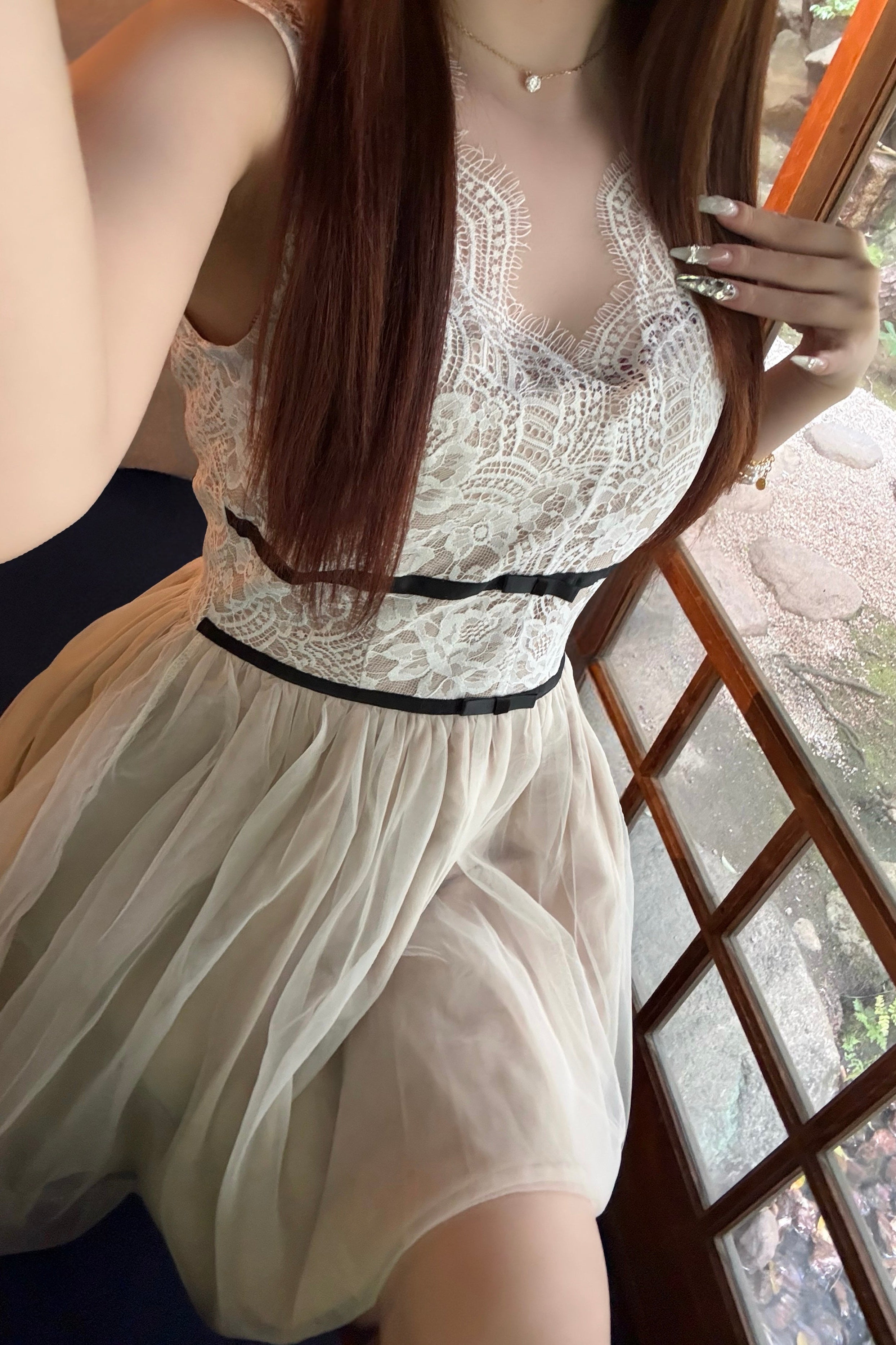 フラワーレースチュールワンピース KR14609